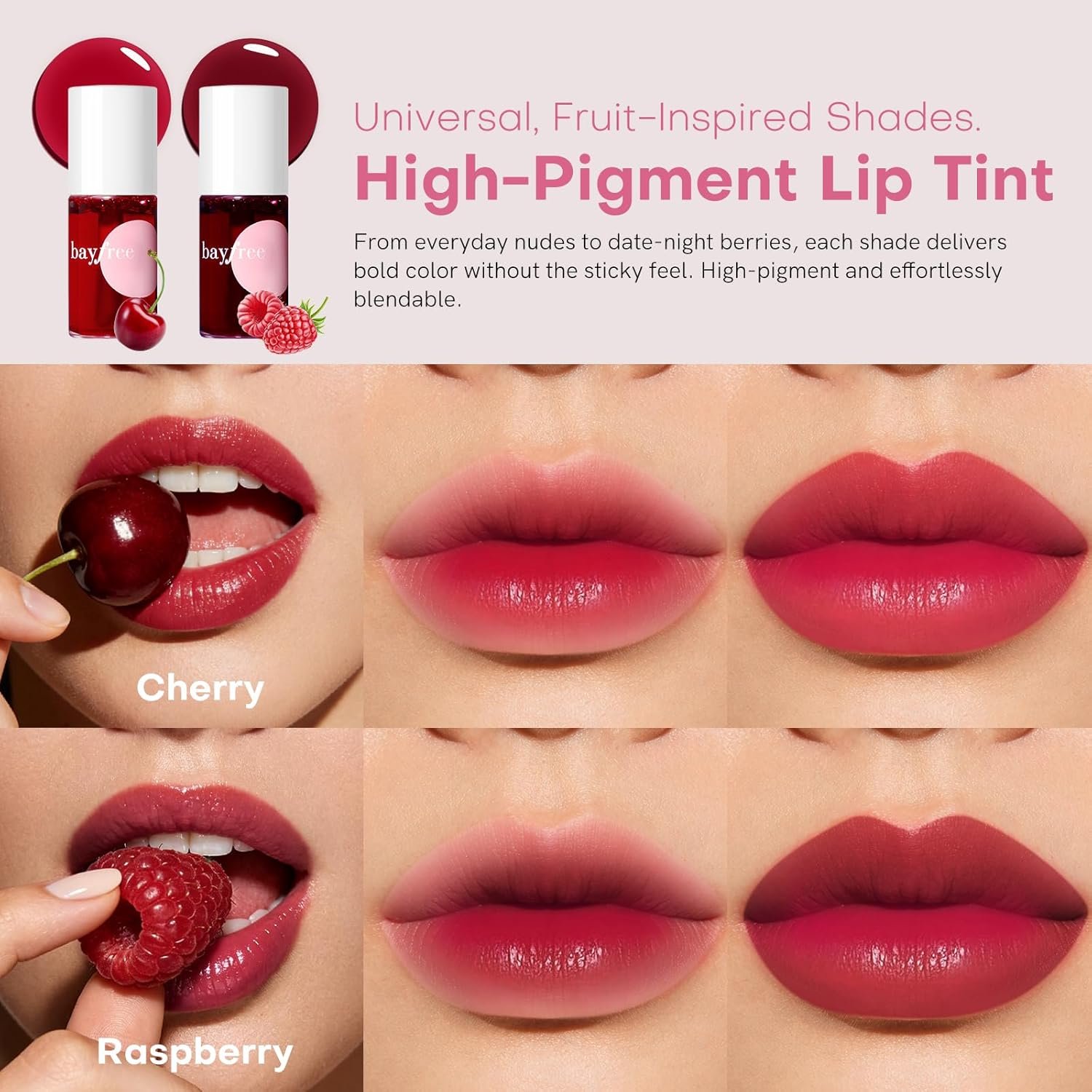 bayfree Lip Tint Stain Set, 2 PCS Korean Water Tint Lightweight Non-sticky, Waterproof Long Lasting Liquid Blush & Lip Stain, Transfer-Proof, Matte Finish Lip Color Makeup (made into jam) - Image 3