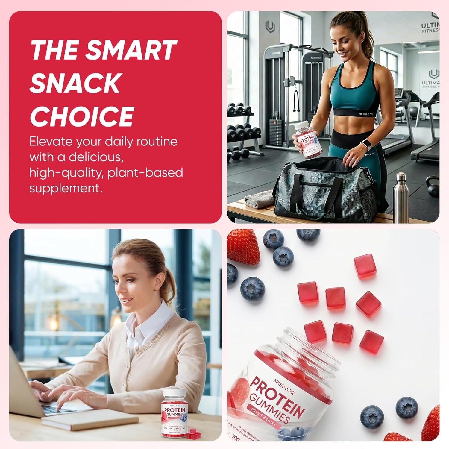 Protein Gummies, Sugar-Free, Mixed Berry Flavor, Low Calorie Vegan Protein Snack, Gluten & Soy Free, On-The-Go Nutrition,60 Gummies (Old) - Image 6