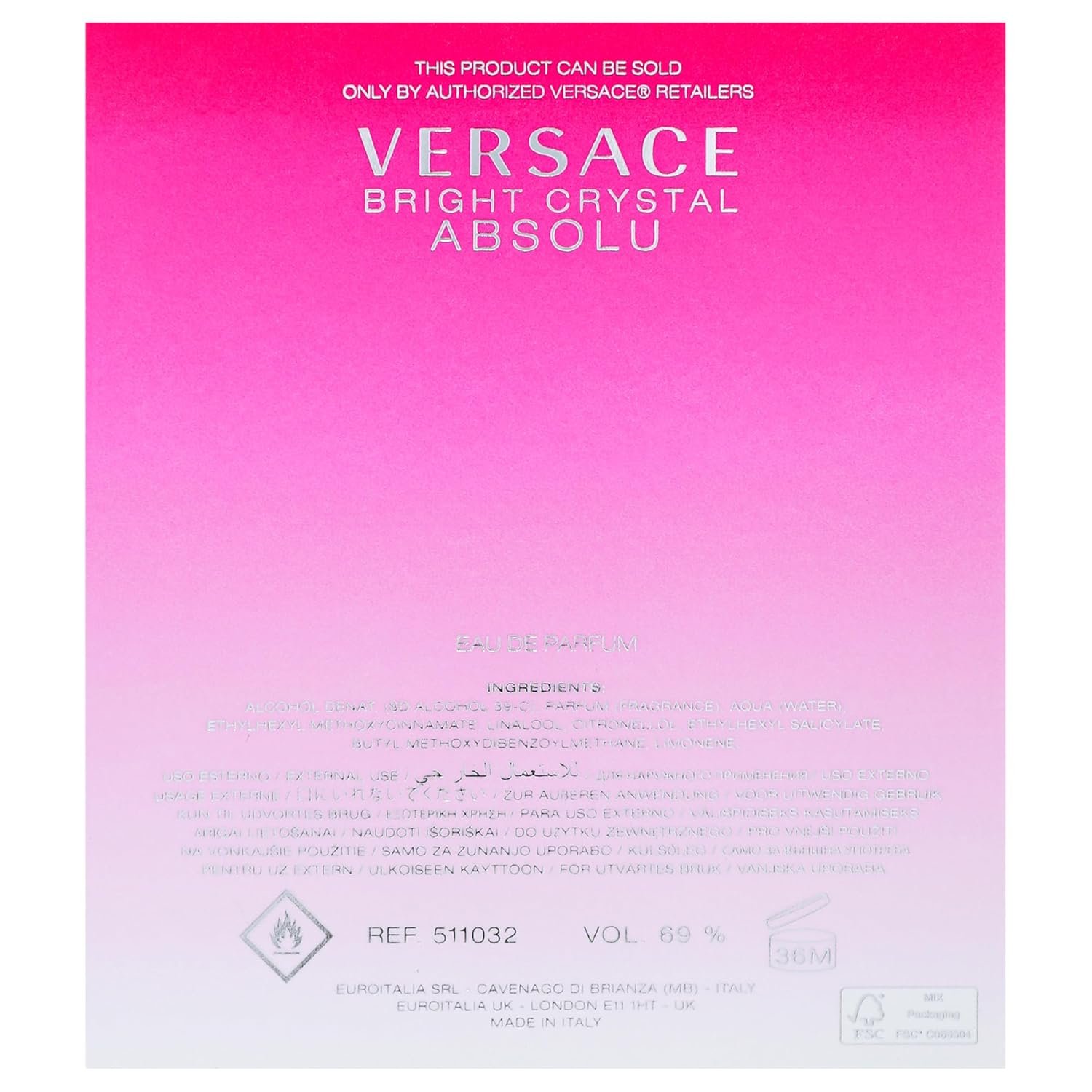 Versace Bright Crystal Absolu for Women 3.0 oz Eau de Parfum Spray - Image 4