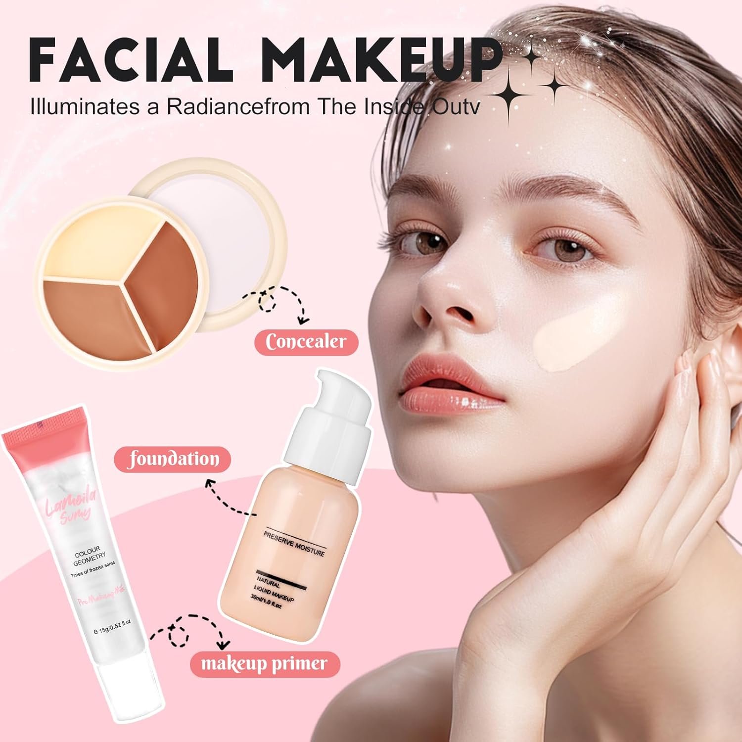 All In One Makeup Kit for Teen Girls Beginners with Foundation,Eyeshadow, Lipstick, Eyeliner, Mascara, Brushes, Bag, Travel Friendly MakeUp Gift Set, Birthday Gifts for Teen Girls, Graduation Gifts - Image 3