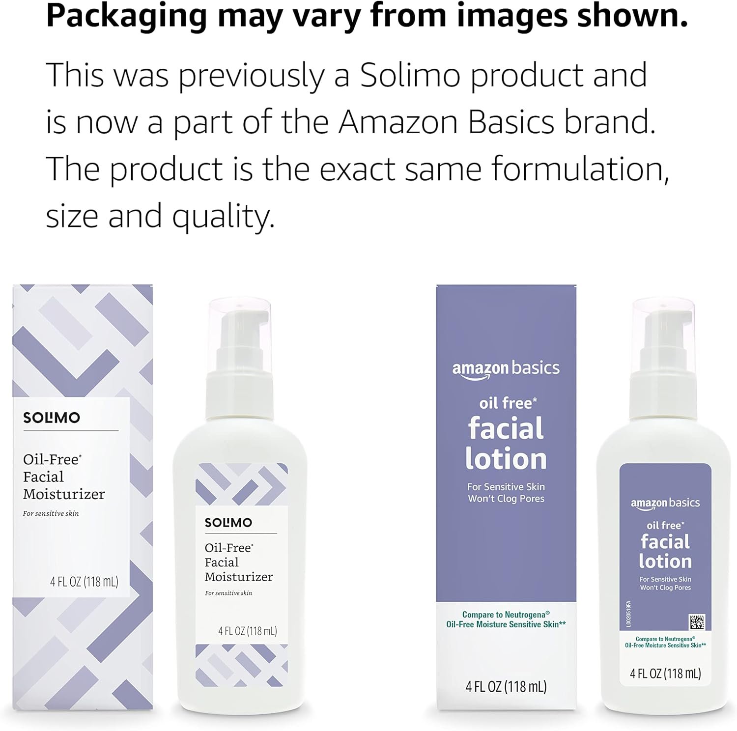 Amazon Basics Oil-free Facial Moisturizer for Sensitive Skin, Fragrance Free, Non-Comedogenic, 4 Fluid Ounce (Previously Solimo) - Image 2