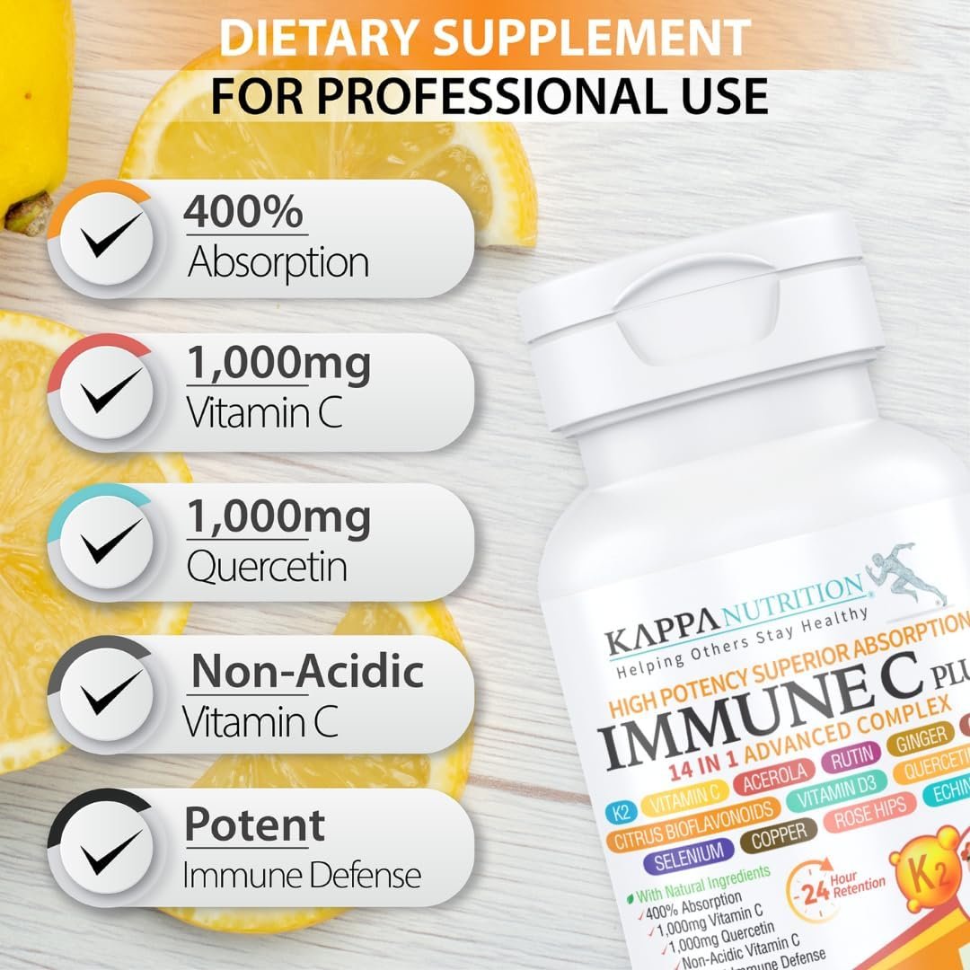 Quercetin 1,000mg, Vitamin C 1,000mg, Zinc 50mg, Vitamin D3 5,000iu, Selenium, Copper, Acerola, Ginger, Rutin, Bitter Orange, Rose Hips, Echinacea, Immune C Plus, 14 in 1 Immune C Plus (60 Count) - Image 5