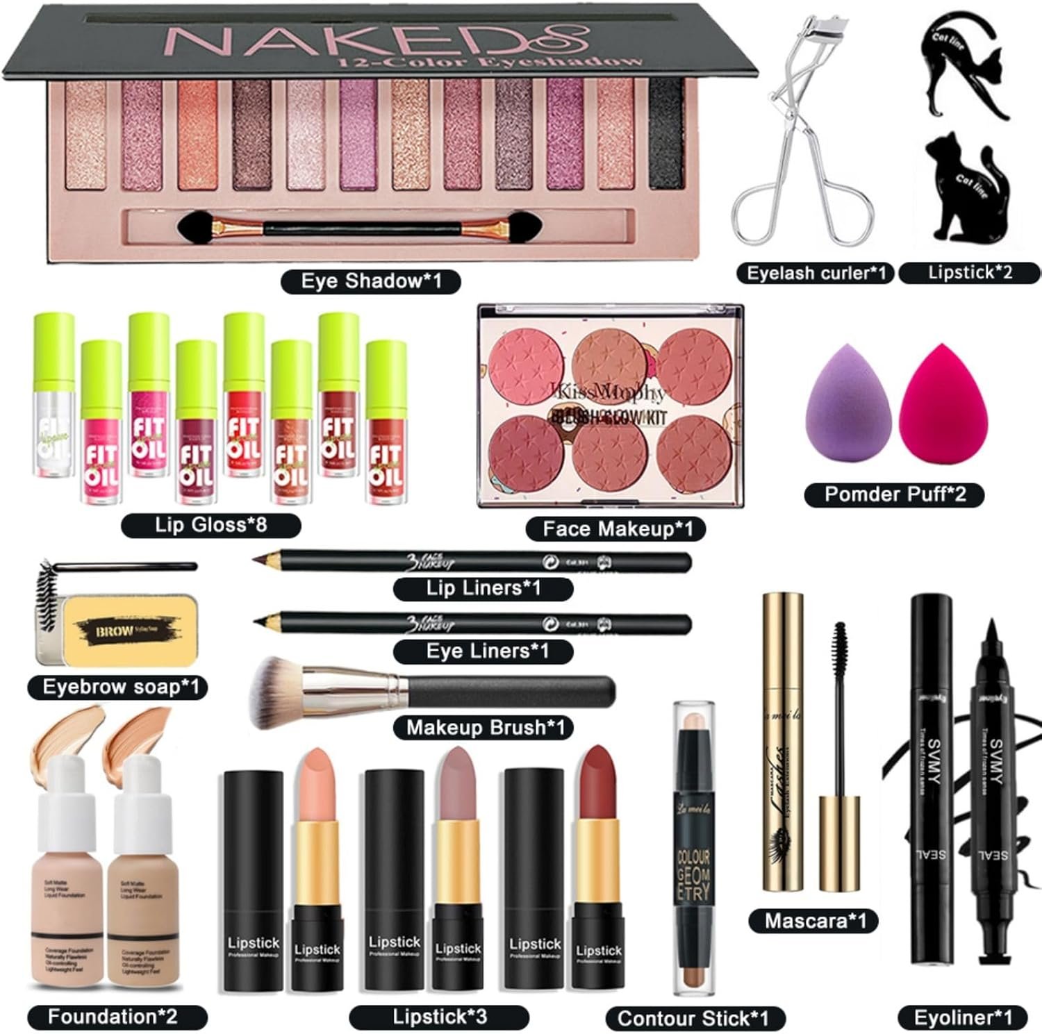 28 Pcs All in One Full Makeup Kit for Women, Makeup Set for Women&Beginner,Eyeshadow, Foundation, Lipsticks, Eyeliner, Mascara, Brow Soap Make Up Gift Set for Women Teen Makeup Kit For Girl - Image 2