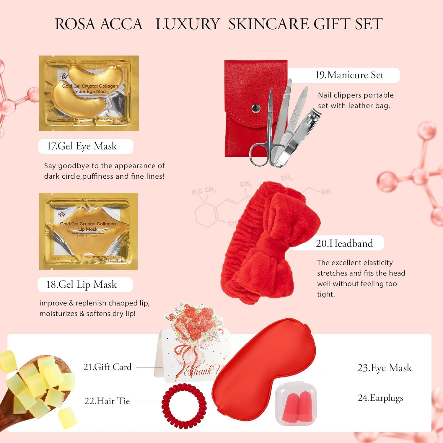 Gifts for Women, Red Rose 32 Pcs Face Skin Care Gifts Set, Birthday Gift for Women, Bath and Body Gifts Basket Set, Spa Set & Self-Care Basket, Thinking of You Gift, Christmas, Anniversary, Wife - Image 5