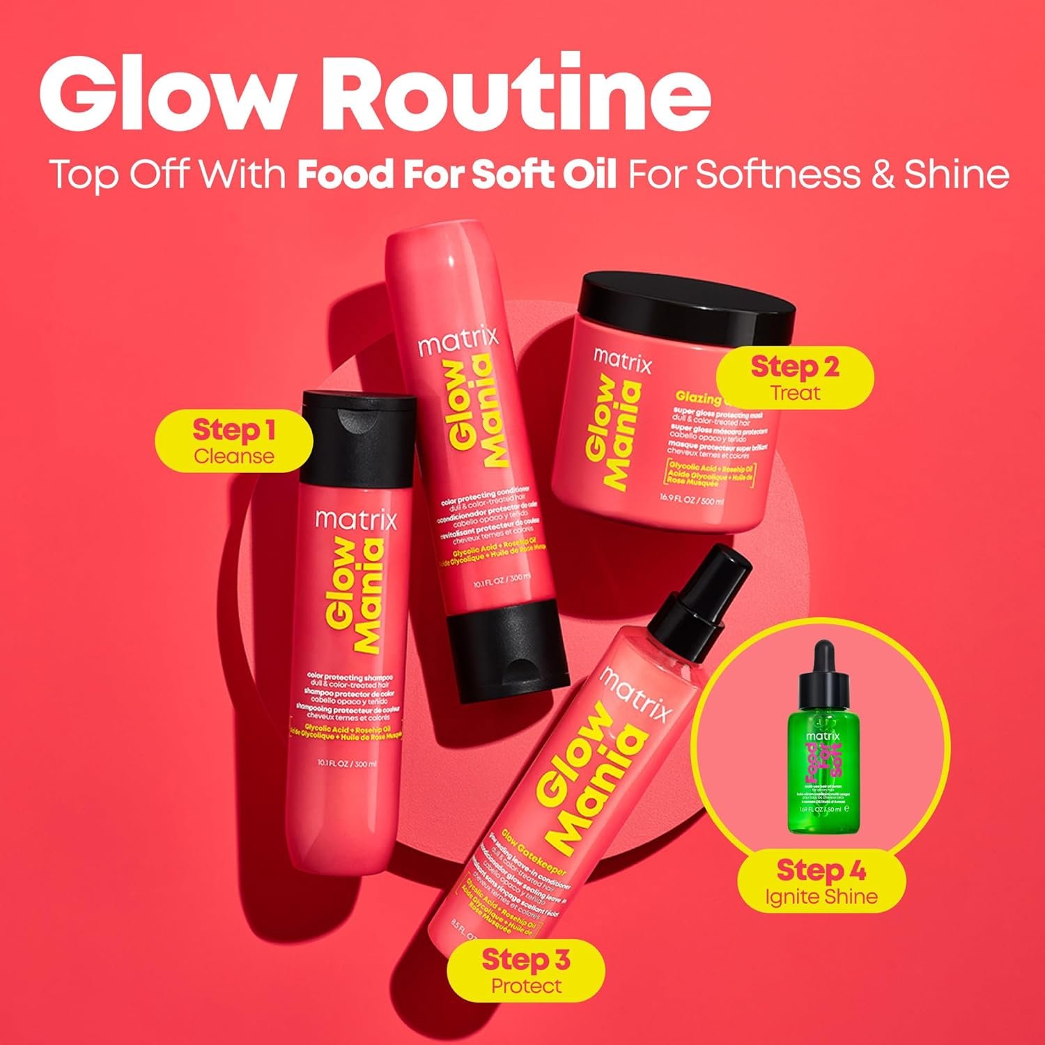 MATRIX Glow Mania Shampoo - Enhances Shine and Moisturizes, Preserves and Protects Color Vibrancy, For Dull and Color-Treated Hair, Sulfate-Free, With Glycolic Acid & Rosehip Oil - Image 7