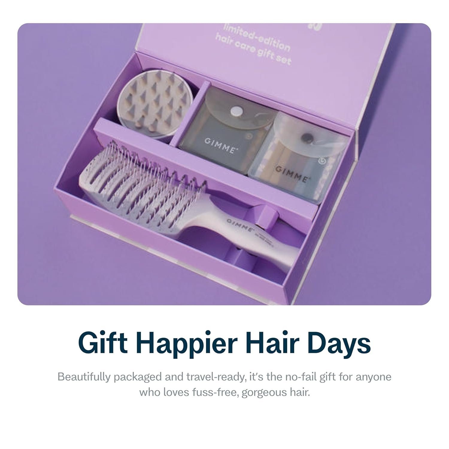 Gimme Beauty Magic Is In the Hair Gift Box - Designed for All Hair Types - Essentials for Your Hair Care Routine - Includes Everyday Hair Bands, Detangling Brush & Massage Brush - Image 4