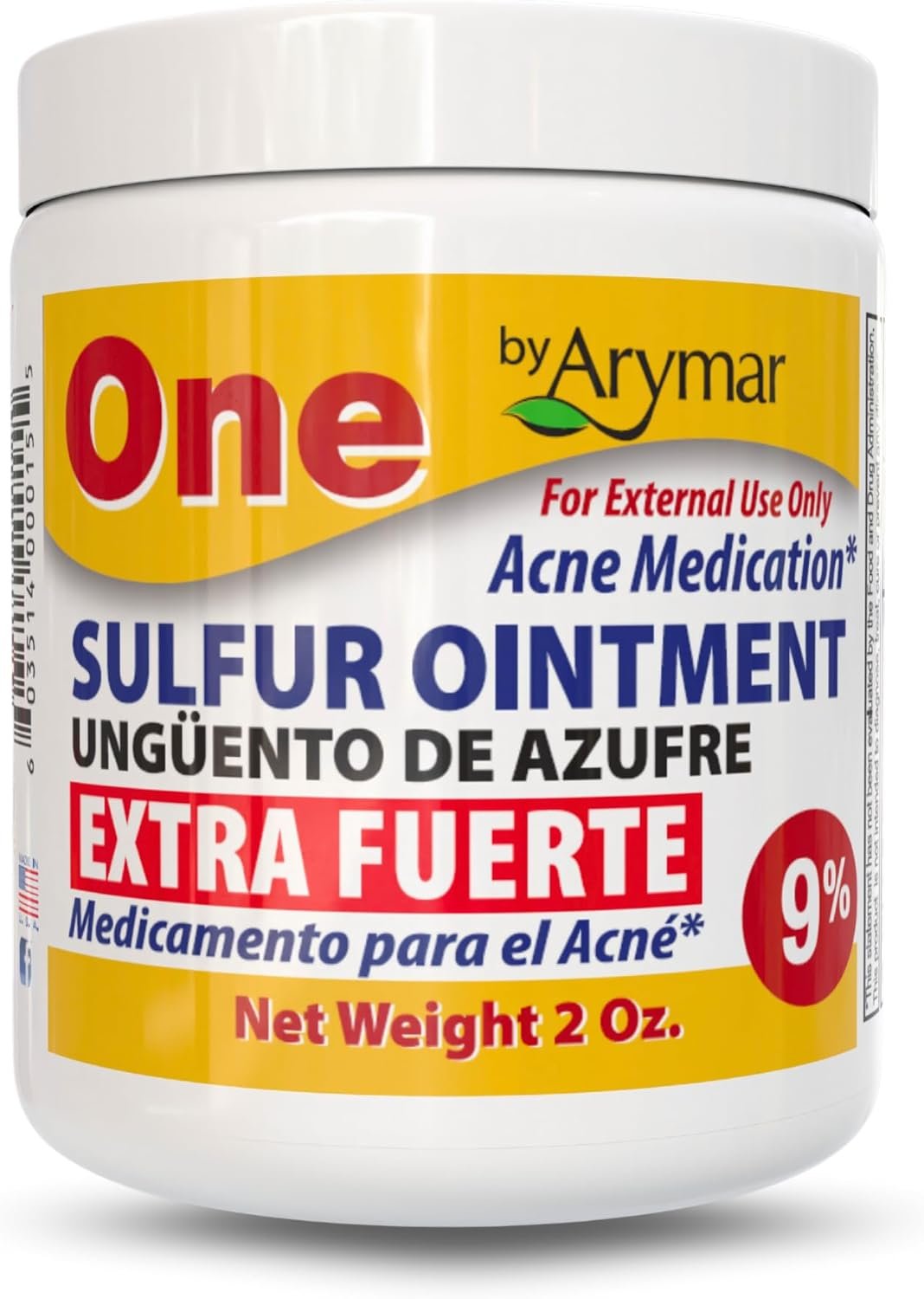Arymar Sulfur Ointment 9% Acne Spot Formula for Face and Body: Maximum Strength Formula, Helps Dry Pimples, Blackheads, and Clogged Pores, Intensive Strength Skin manteinence Ointment, 2 oz