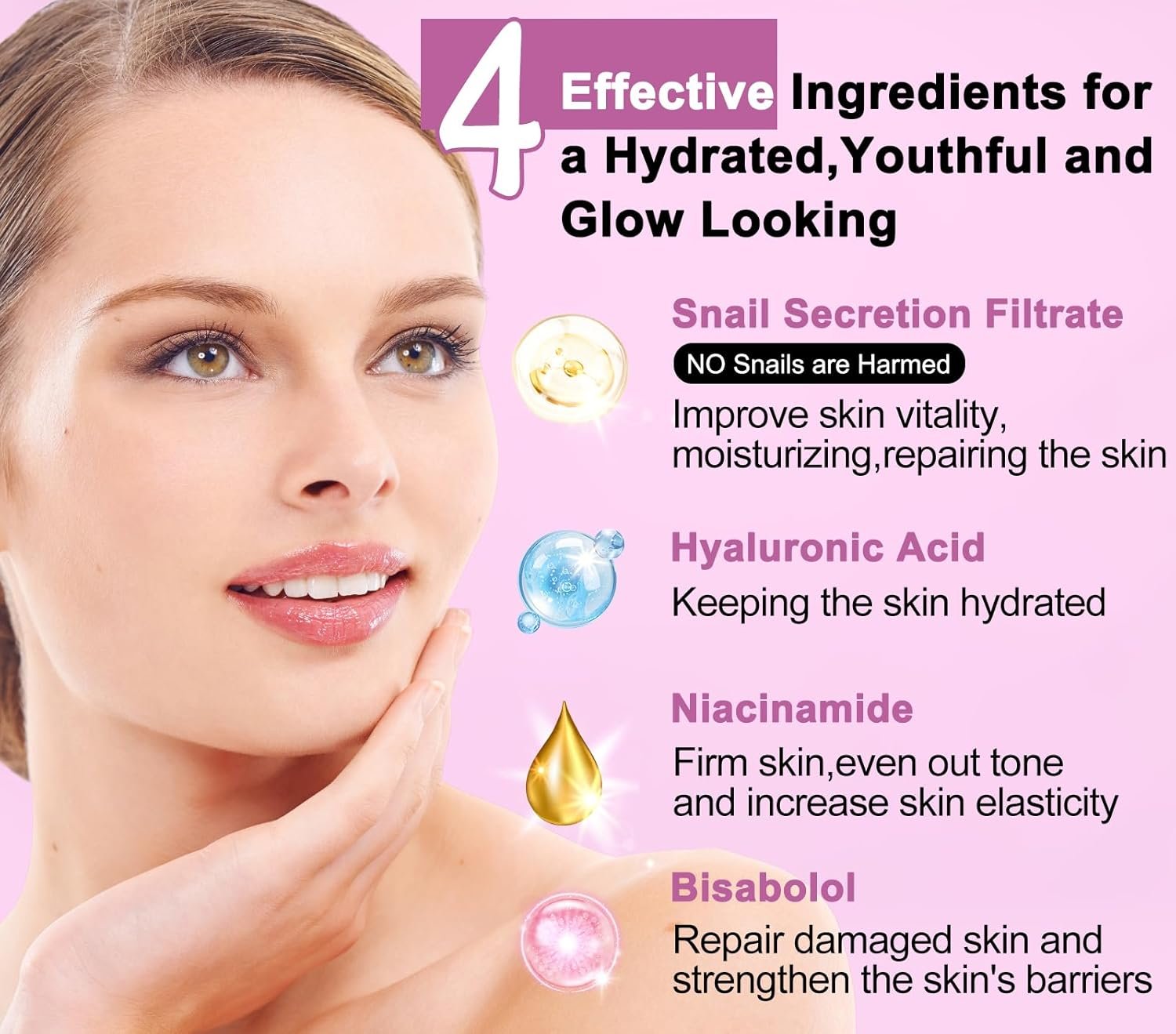 Skin Care Set,6 Pcs Korean Snail Mucin Essence Anti-aging Moisturize Repair Soothe Hydrate,Glass Skincare Gift Kit for Dull & Dry Skin,Self Care Skincare Gifts for Women Mother Mom Wife Teenage Girls - Image 3