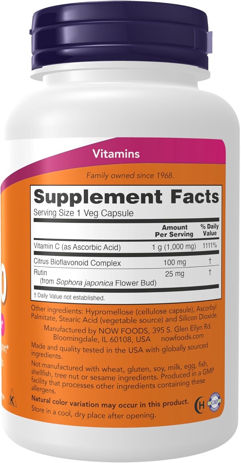 NOW Foods Supplements, Vitamin C-1,000 with 100 mg of Bioflavonoids, Antioxidant protection*, 100 Veg Capsules - Image 2