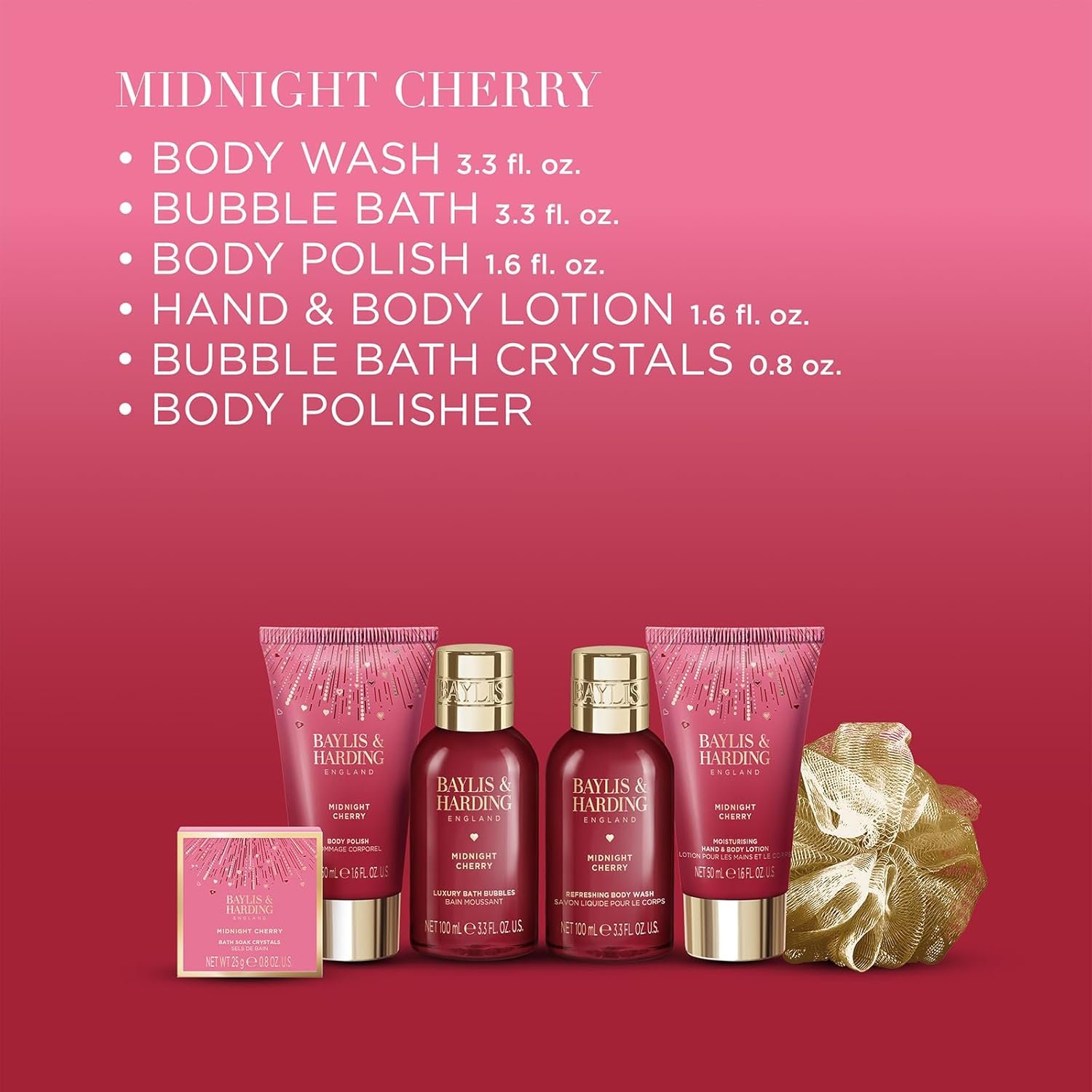 Baylis & Harding Midnight Cherry Luxury Pamper Present Gift Set For Women - Vegan Friendly - Image 3