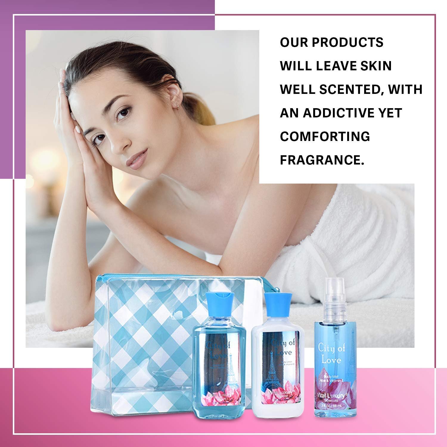 Bath and Body Gift Set for Women & Girls, City of Love Spa Set, Personal Self Care Travel Kit, 3PCS Set with Shower Gel, Body Lotion, Body Mist - Mother's Day Birthday Gifts for Her - Image 8