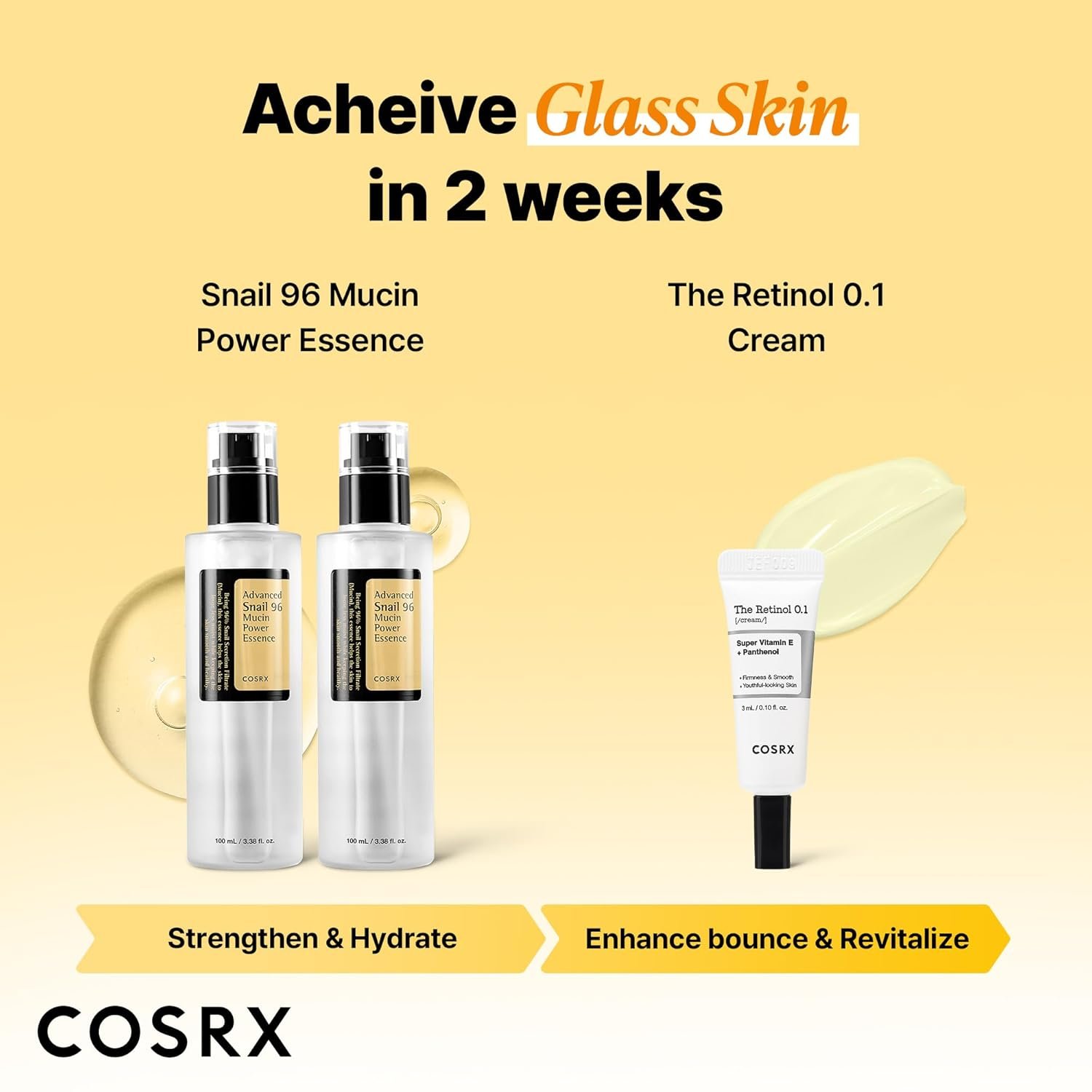 COSRX Snail 96% Mucin Power Essence 2ea & Retinol 0.1% Cream Mini Sample 1ea, Glass Skin Starter Set, Amazon Exclusive, Daily Hydrating & Firming Korean Skin Care Kit, Gift Set - Image 3