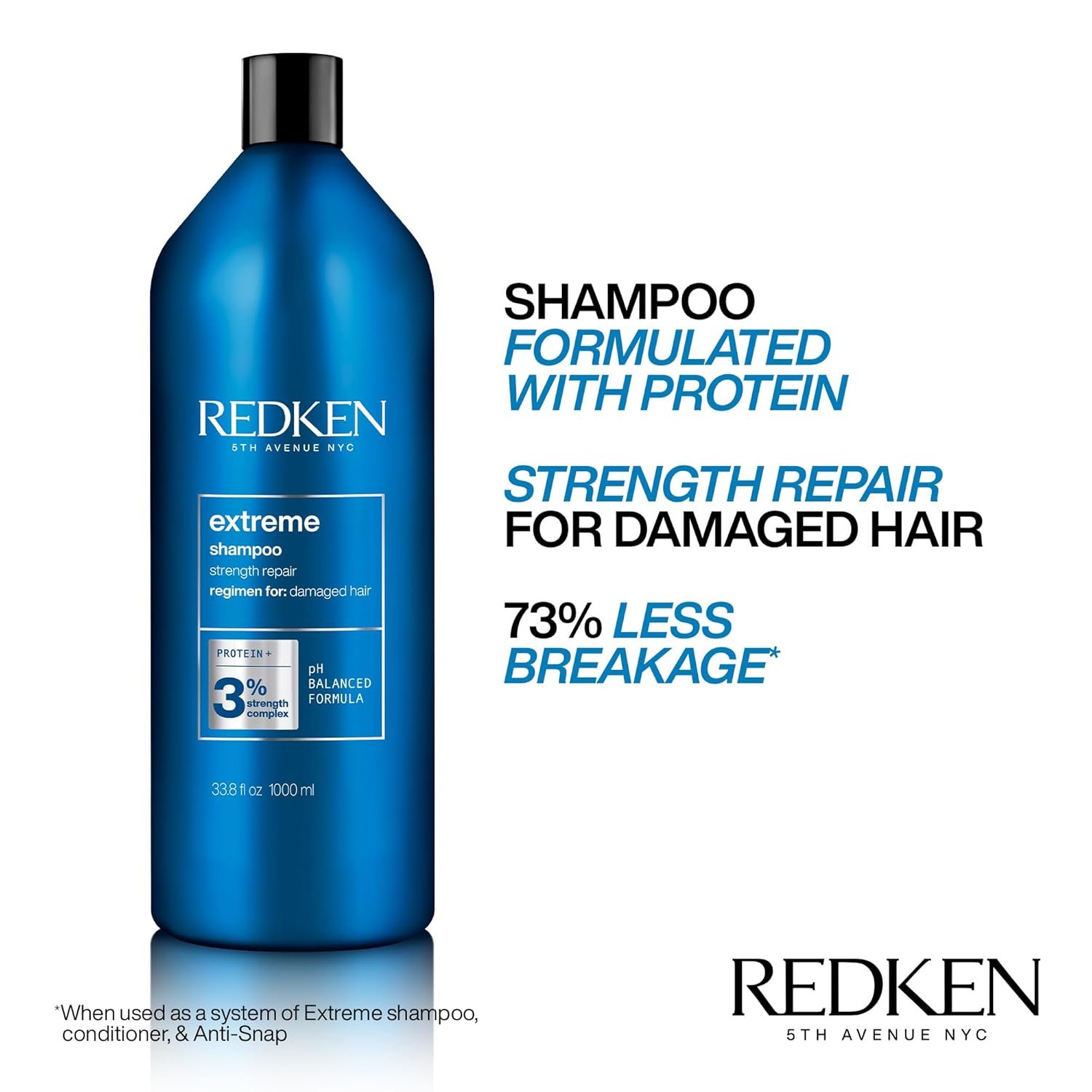 Redken Extreme Shampoo - Strengthen & Repair Damaged Hair, For Damaged Hair, Infused With Proteins - Image 2
