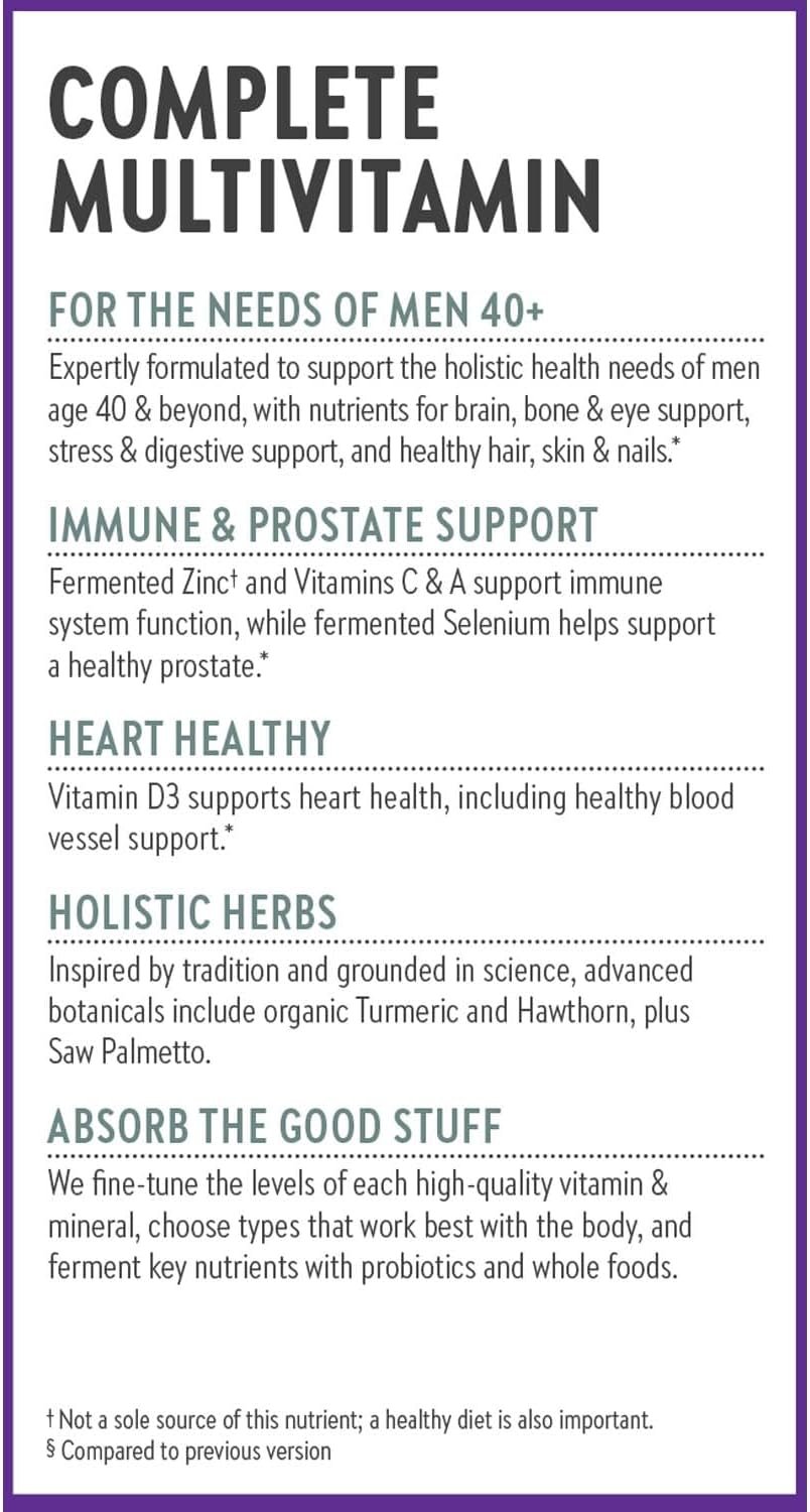 New Chapter One Daily Every Man's Multivitamin 40+ - Offers Eyesight, Immune System & Cellular Energy Support* - Contains Vitamin C, Saw Palmetto & More - Gluten Free & Vegetarian - 96 Tablets - Image 8