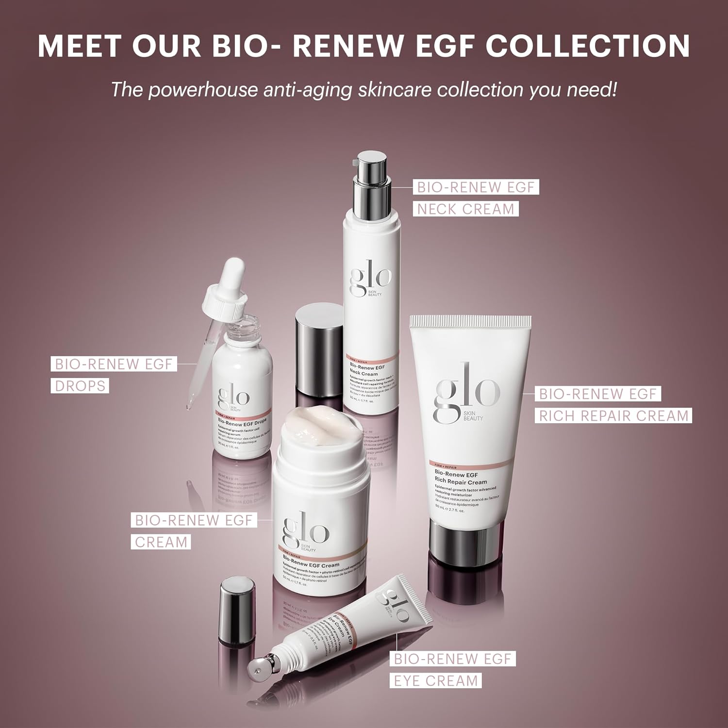 Glo Skin Beauty Bio-Renew EGF Discovery Set ($196 Value) – Travel Size Anti-Aging Skincare Kit for Hydration, Smoothing & Skin Renewal - Image 8