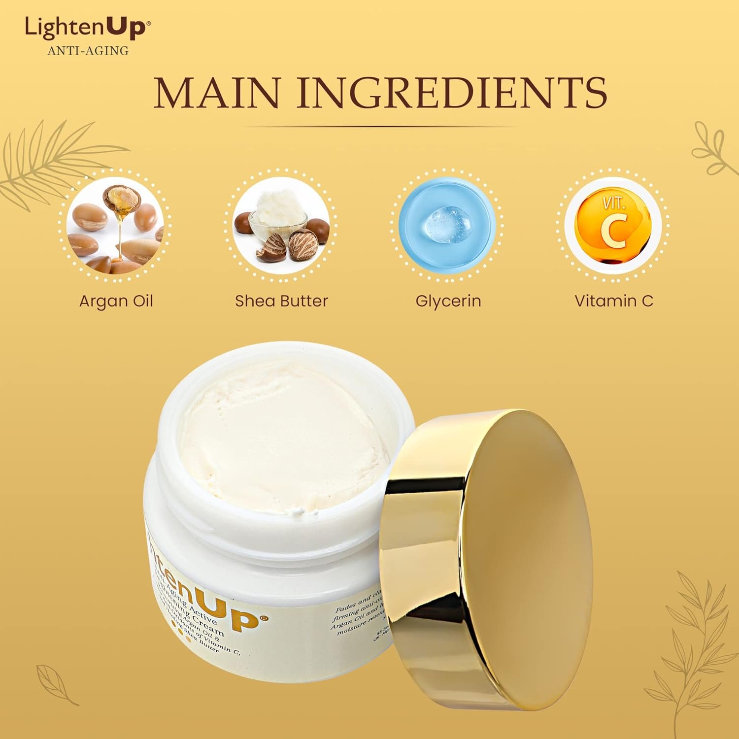OMIC Lighten-Up Anti-Aging, Skin Brightening Cream - 4.4 fl oz / 100 ml - with Argan Oil and Shea Butter - Image 5