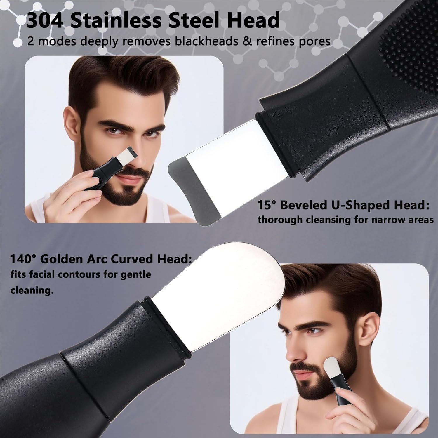 Silicone Face Scrubber Black Head Remover for Face- Appliances for Removing Make-up for Deep Cleansing Blackhead Remover Tools Face Spatula Makeup Removal Washing Brushes Pore Cleaner (Black) - Image 4