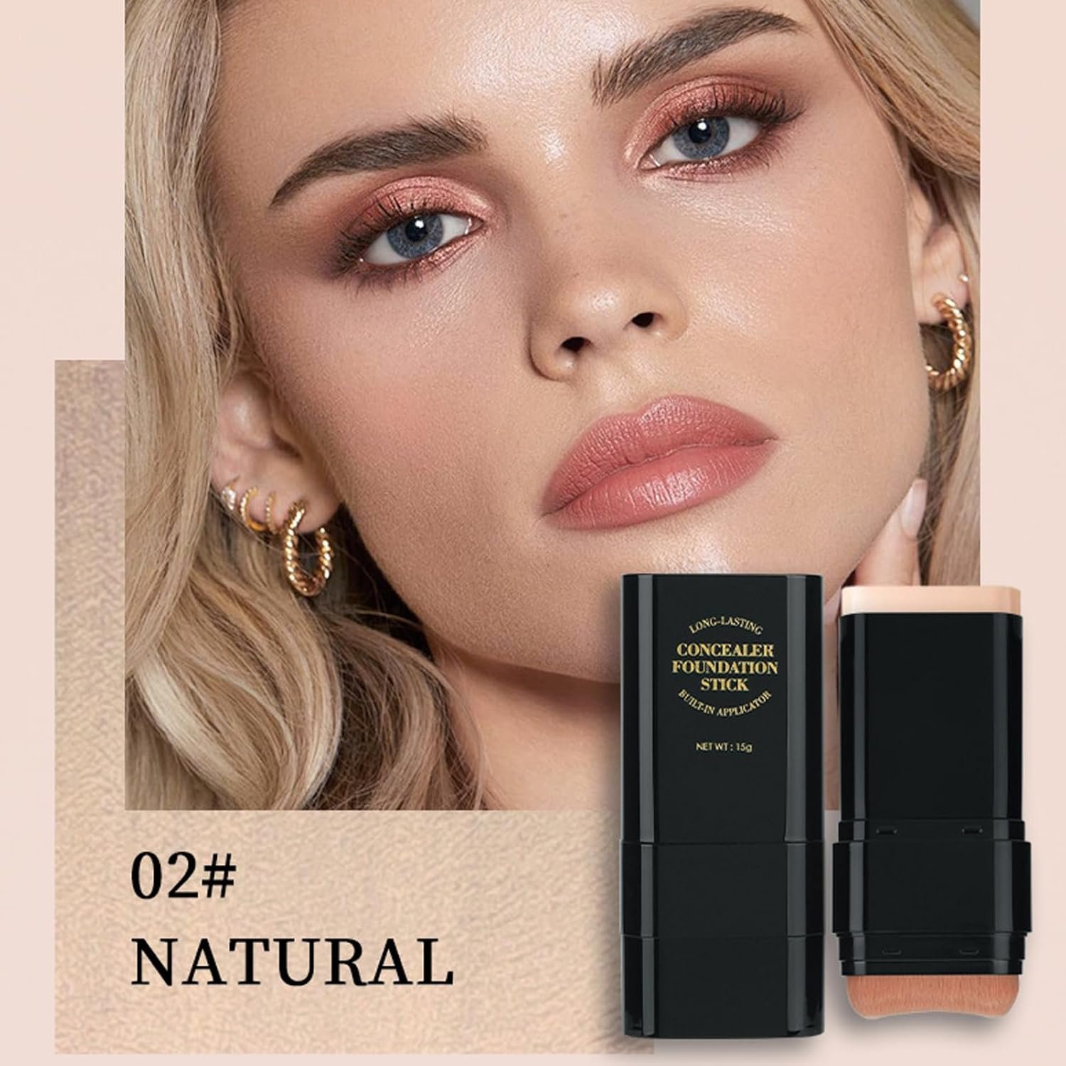 Foundation Stick,2 in 1 Dual-Ended Long-Lasting & Waterproof Concealer Korean Foundation Contour Sticks,Contouring Foundation with Brush,Full Coverage Matte Finish for Face Makeup(02NATURAL) - Image 7