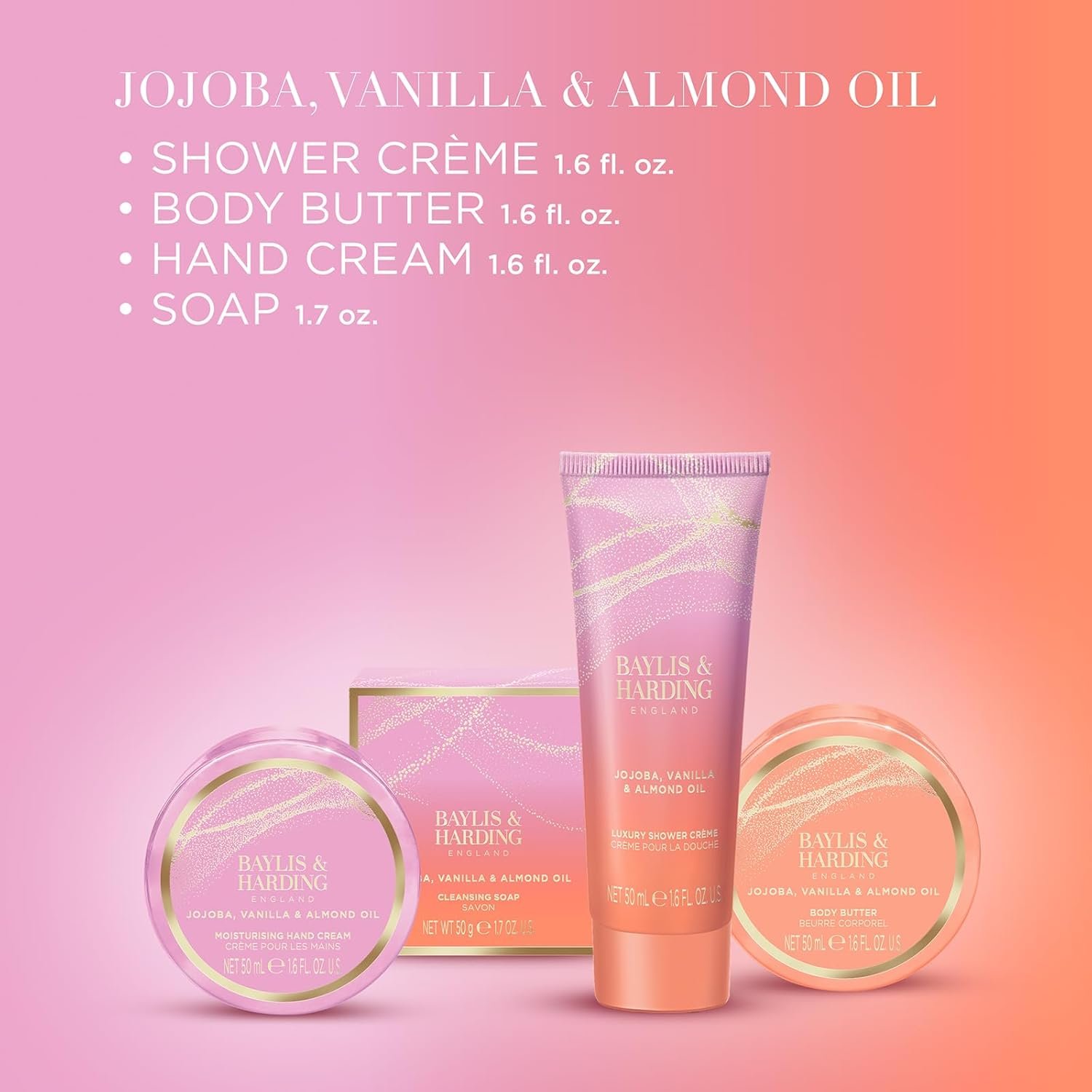 Baylis & Harding Jojoba, Vanilla & Almond Oil Luxury Pamper Tin Gift Set For Women - Vegan Friendly - Image 3