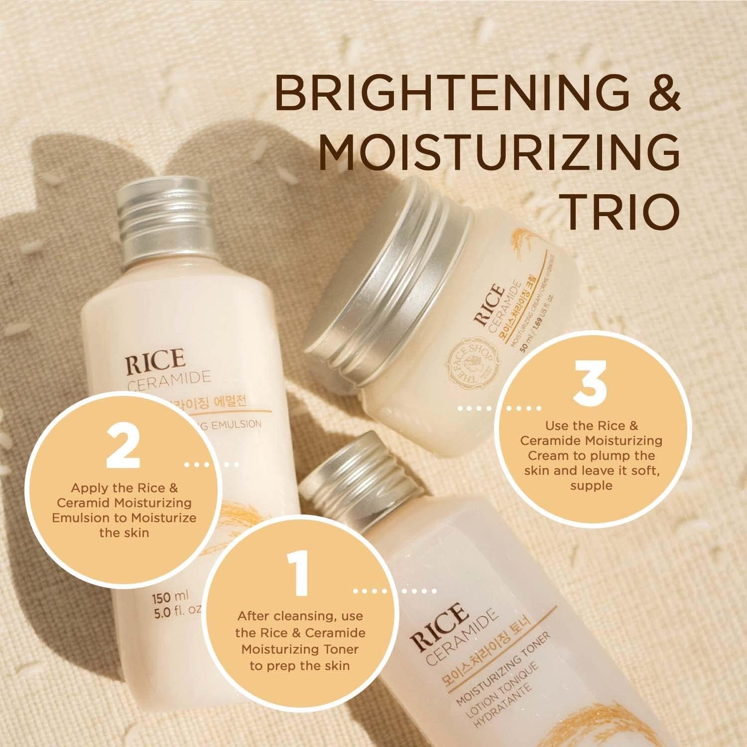 The Face Shop Rice Ceramide Cream, Hydrating Face Moisturizer, for Dry & Combination Skin, Lightweight, Fast-absorbing, 1.69 fl. oz. - Image 10