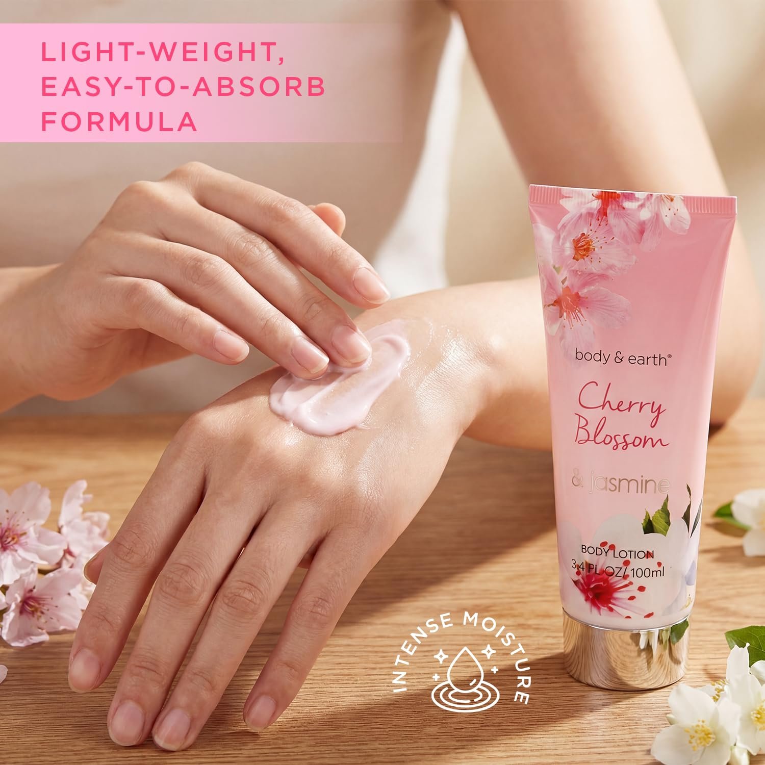 Body & Earth Spa Gifts for Women Self Care Kit - 8pcs Cherry Blossom & Jasmine Bath Sets for Women, Birthday, Mother's Day Gift Baskets for Mother, Wife, Girlfriends - Image 5