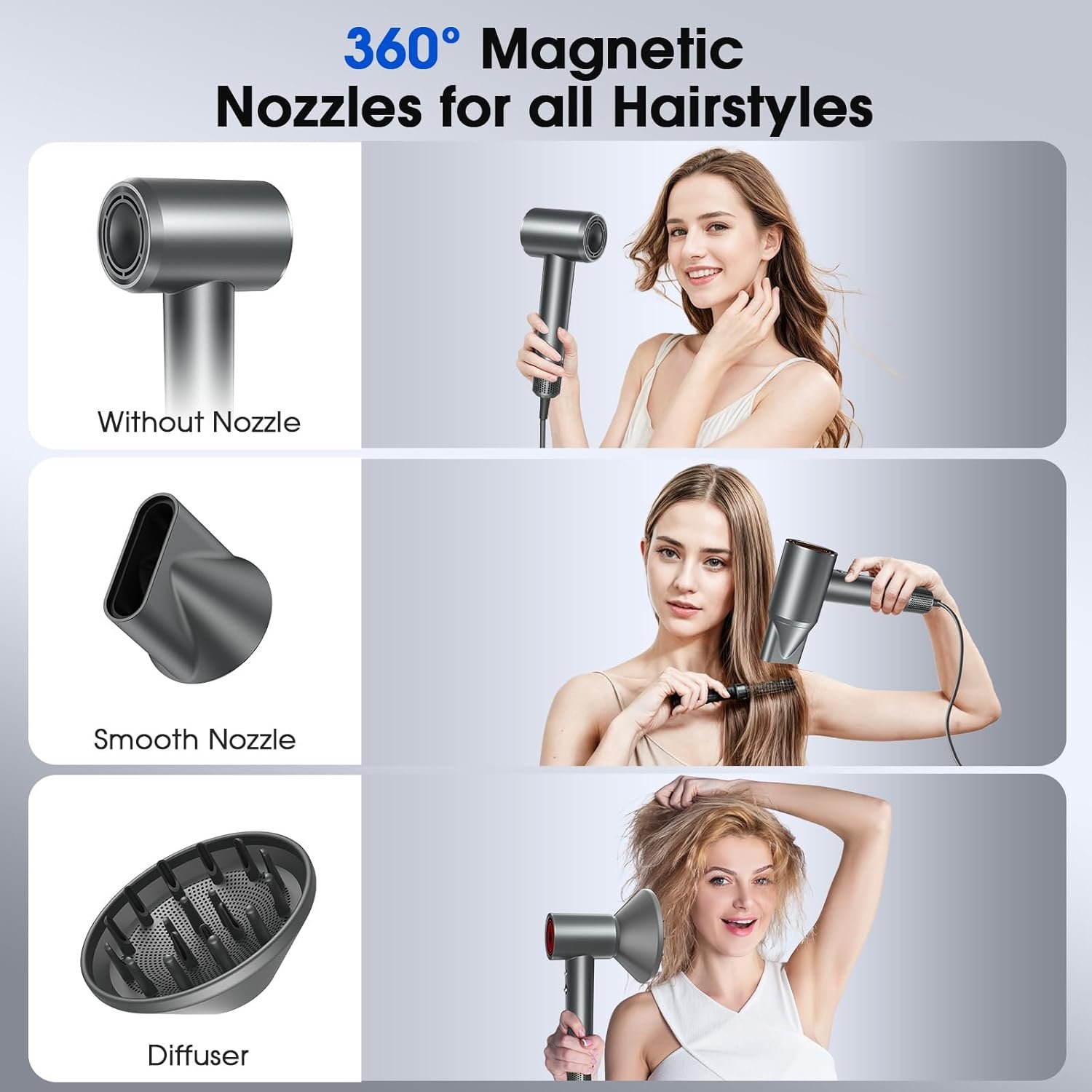 Hair Dryer, Professional Ionic Hair Dryer for Fast Drying, High Speed Hair Blow Dryer with Diffuser for Home Salon Travel, Constant Temperature Hair Care Without Hair Damage - Image 5