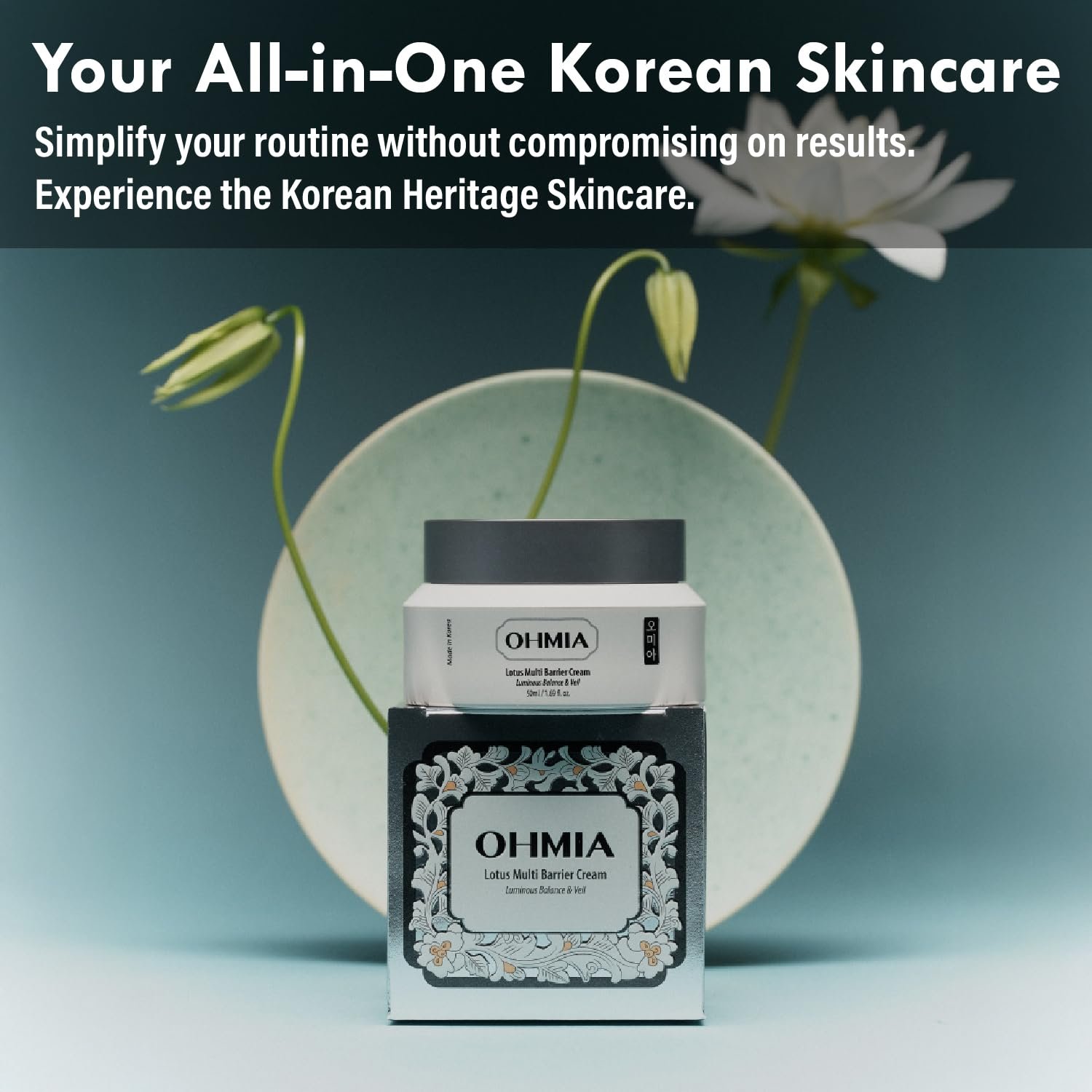 Korean Anti-Aging & Firming Face Moisturizer - Lotus Multi Barrier Cream with Niacinamide & Rice - Soothing for Sensitive Skin - Fragrance-Free - 1.69 fl oz - Image 6