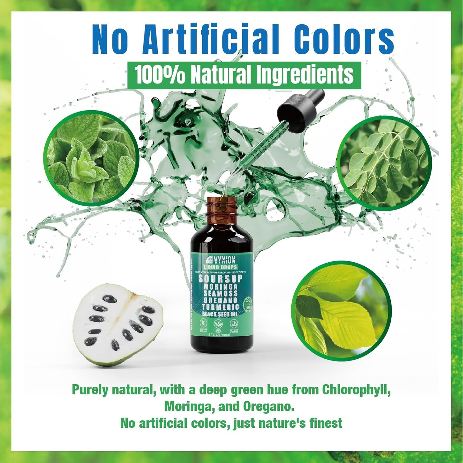 Soursop Bitters Liquid Drops 10 in 1 with Sea Moss, Moringa, Turmeric, Black Seed Oil, Oregano, Ashwagandha | Herbal Extracts for Overall Health-Enhancing | Vegan, Non-GMO | 2 Fl Oz - Image 5