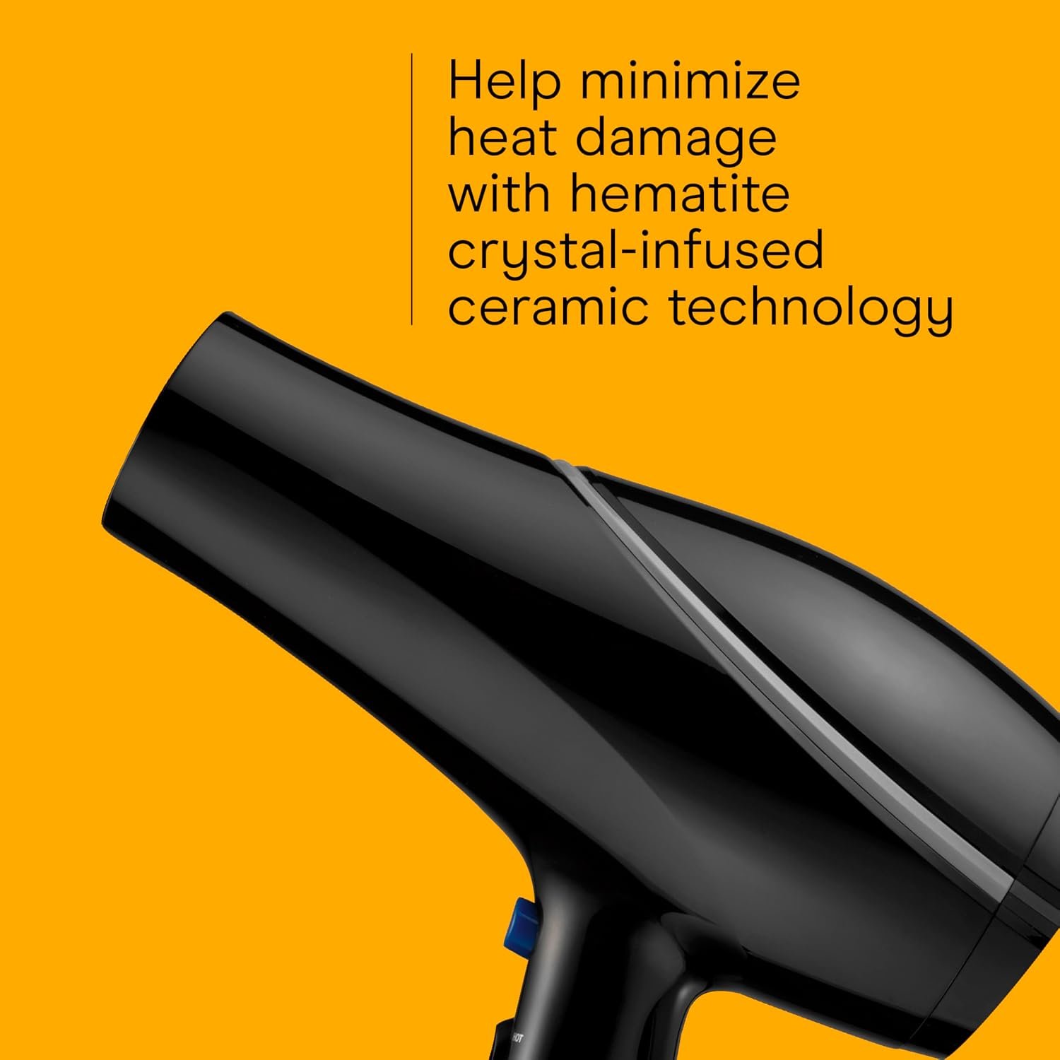 Conair Hair Dryer Style & Shine Natural Crystal Collection, 1875W Hairdryer, 3 Heat Settings, 2 Speeds, Blow Dryer with Concentrator Attachment, Ionic & Hematite-Infused Ceramic Technology, Black - Image 3