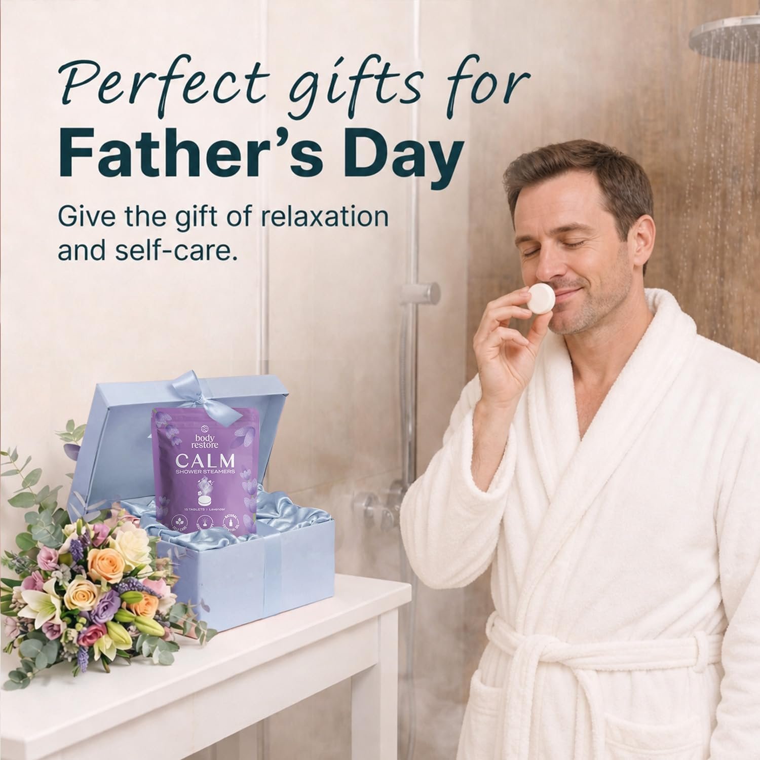 Body Restore Shower Steamers Aromatherapy 15 Pack – Fathers Day Gift for Dad, Luxury Spa Gifts for Men, Relaxation Stress Relief Self Care – Premium Lavender Essential Oil Tablets - Image 2