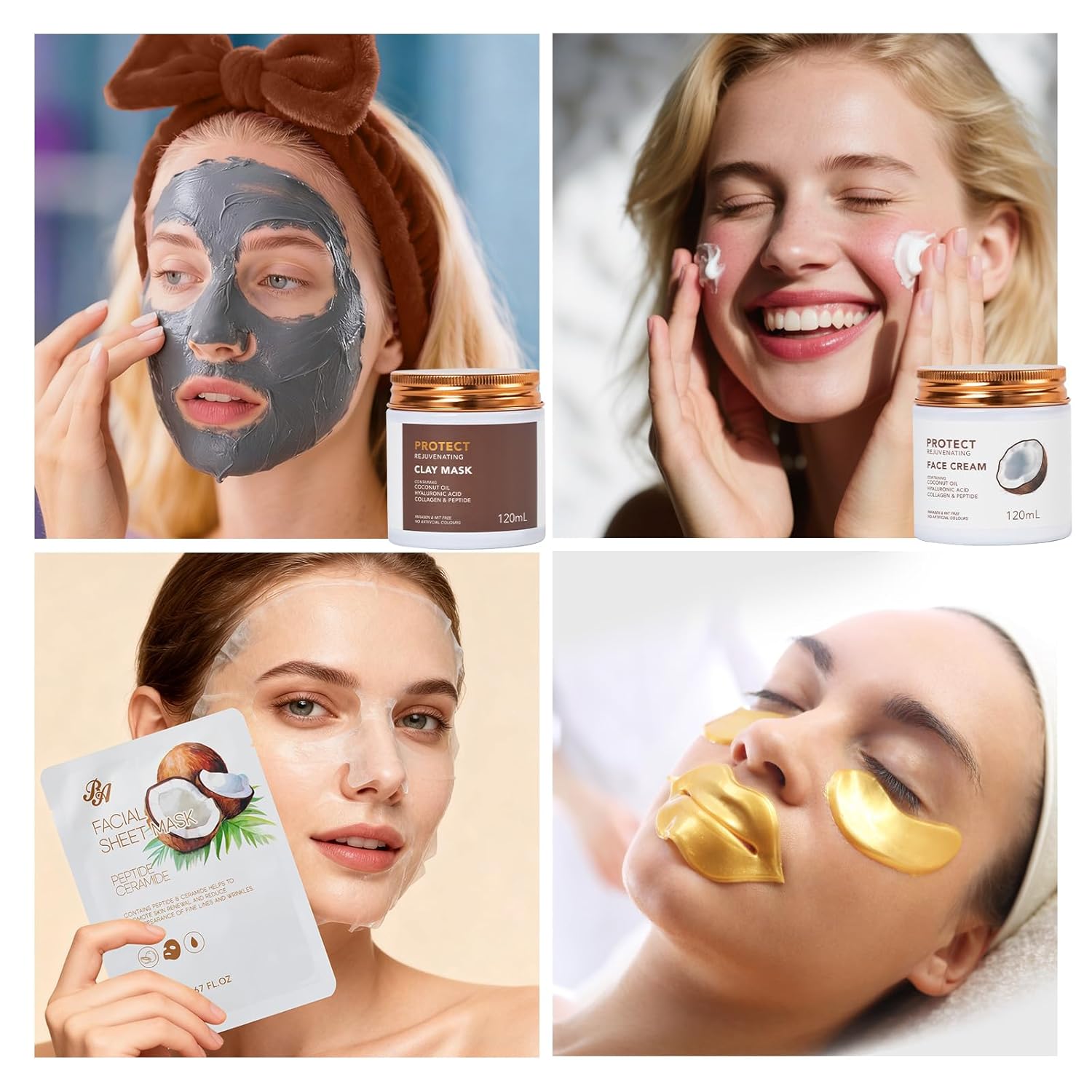 Mother's Day Gifts, Coconut 32 Pcs Facial Skin Care Kit, Home Spa & Self-Care Gifts Basket Set, Bath and Body Gifts for Women, Face Sheet Mask, Serum, Birthday, Christmas, Anniversary, Wife, Mom - Image 3