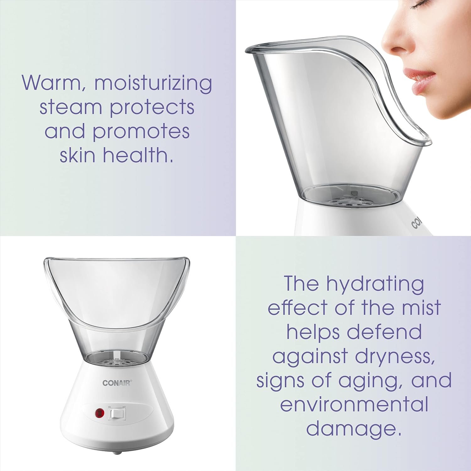 True Glow by Conair Moisturizing Mist Facial Steamer, Warm Steam Face Sauna for Deep Pore Cleansing & Hydration, Home Spa Skin Care System, Model MDF8 - Image 4