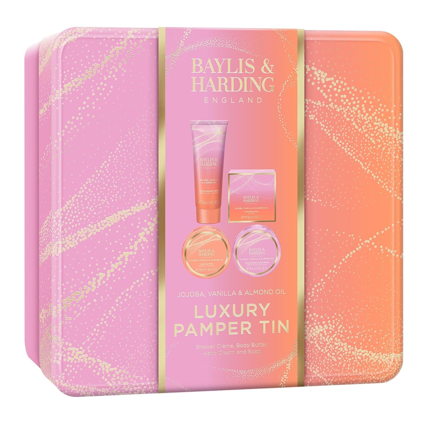 Baylis & Harding Jojoba, Vanilla & Almond Oil Luxury Pamper Tin Gift Set For Women - Vegan Friendly - Image 8