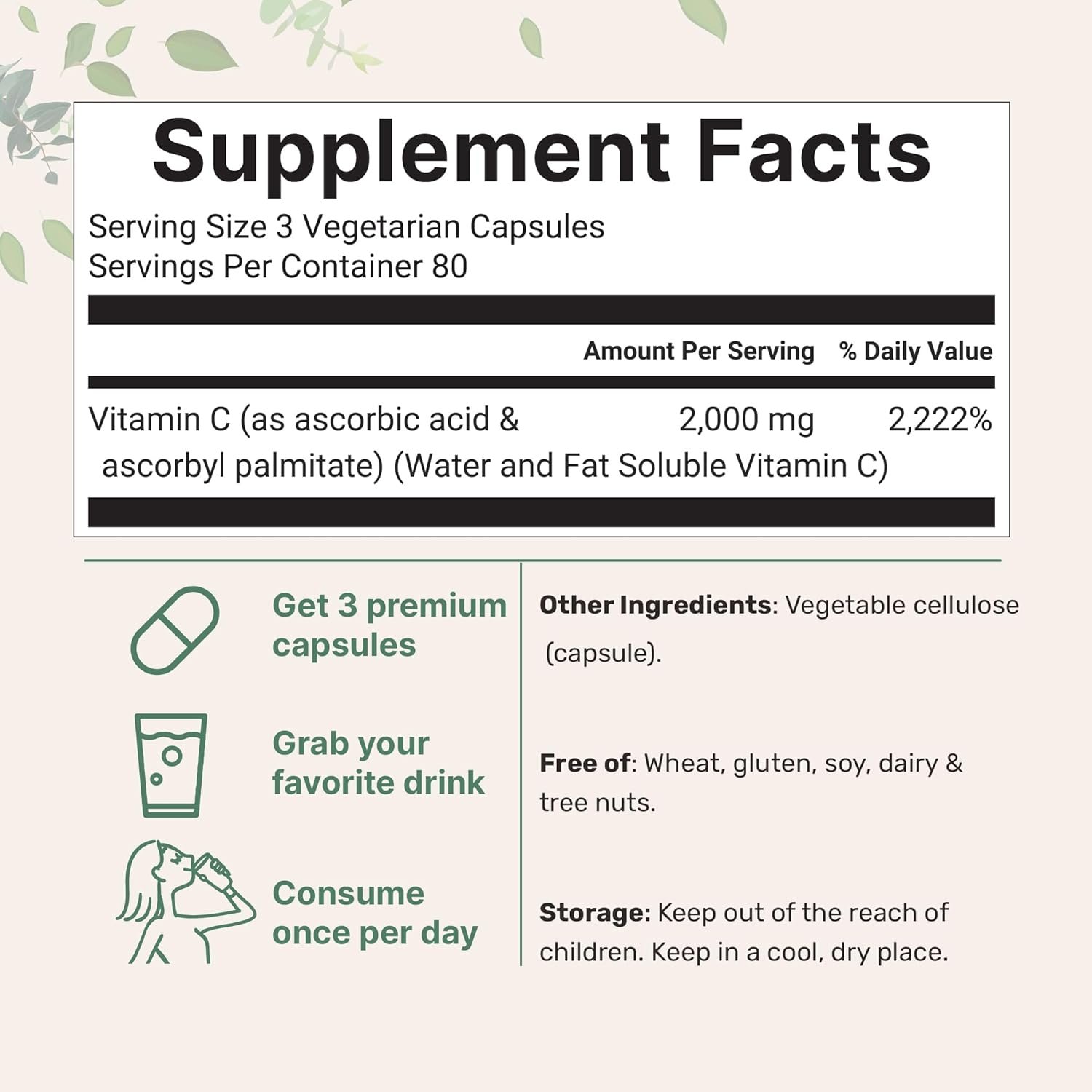 Pure Vitamin C 2,000mg, 240 Veggie Capsules | Highly Bioavailable Fat & Water Soluble Forms | Max Potency | Antioxidant & Immune Support Supplement | Easily Absorbed, Non-GMO, Filler Free - Image 2