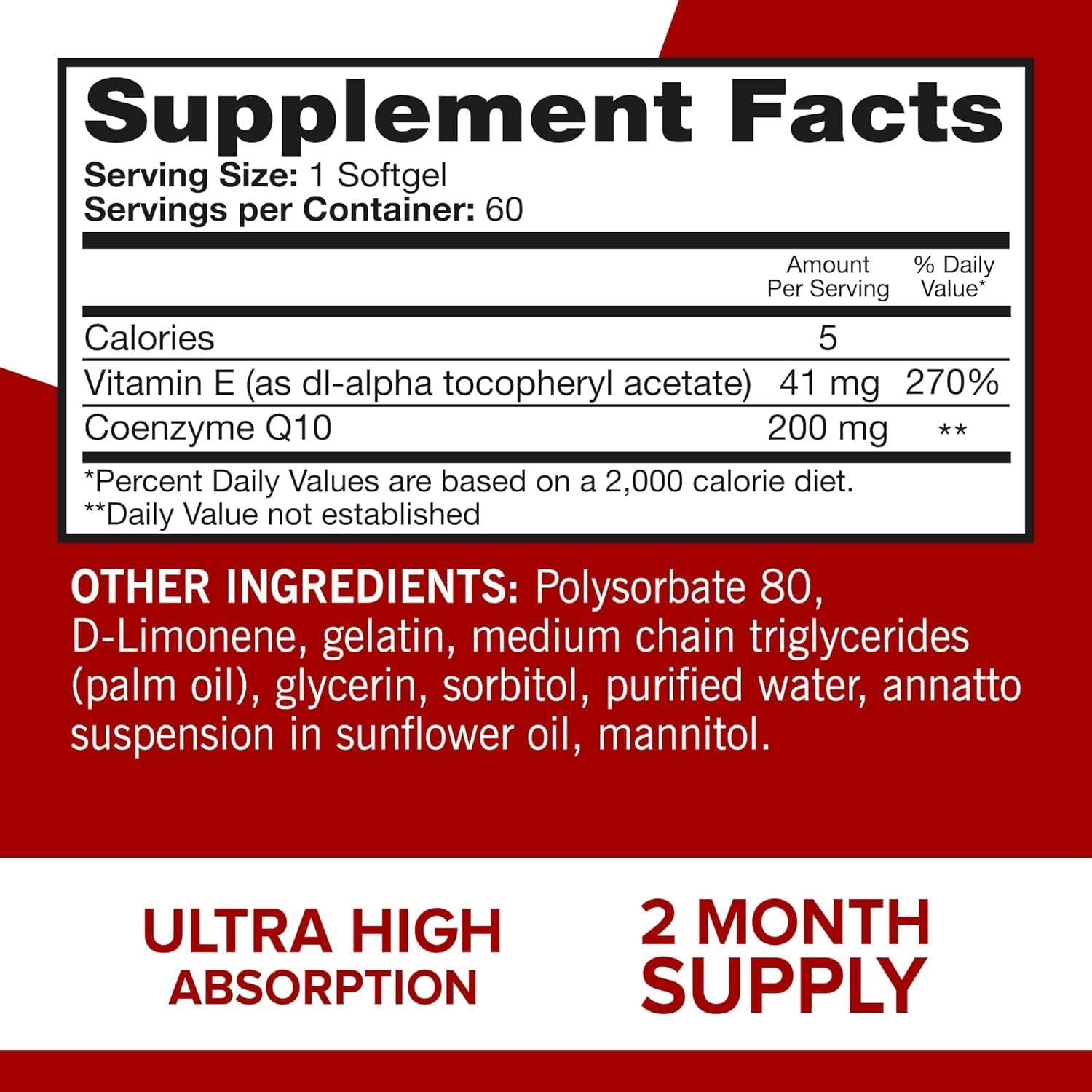 Qunol CoQ10 200mg Softgels, Ultra CoQ10 - Ultra High Absorption Coenzyme Q10 Supplements - Antioxidant Supplement for Vascular and Heart Health & Energy Production - 2 Month Supply - 60 Count - Image 6