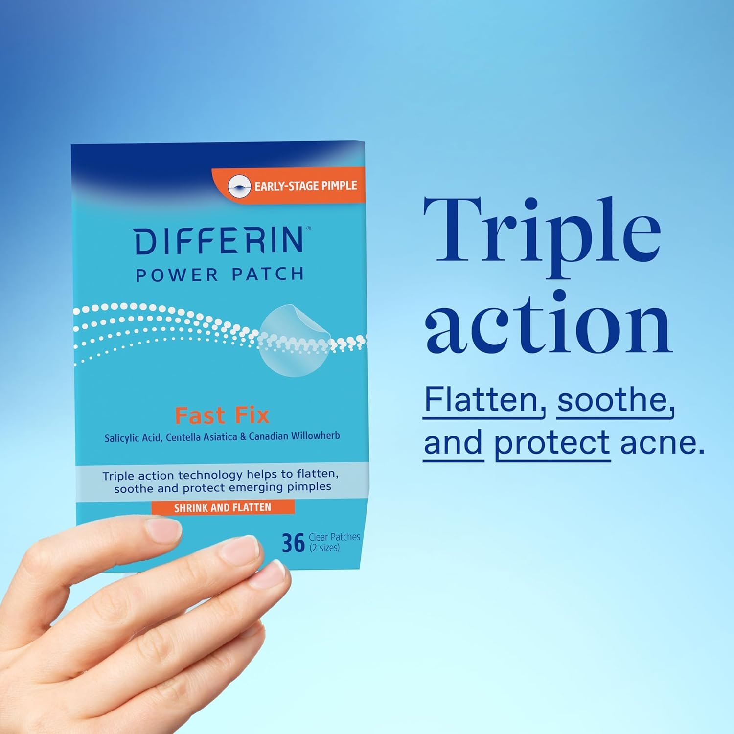 Differin Acne Patches, Pimple Patches for Acne Prone Skin, Formulated with Salicylic Acid and Centella, Fast Triple Action Power Patch for Day & Night, Dermatologist Tested, 36 Count - Image 9