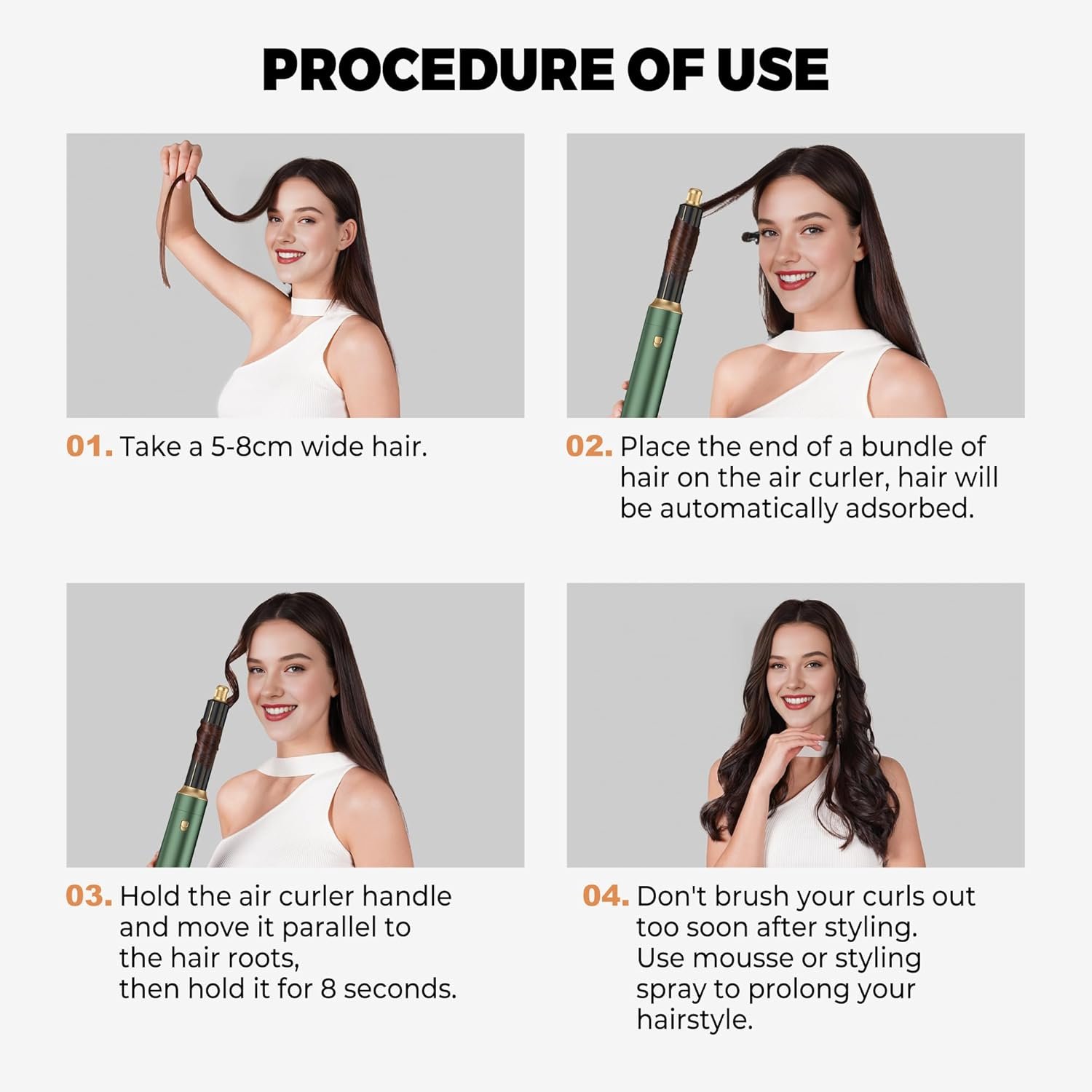 5 in ONE Hair Dryer Brush, Blow Dryer Curling Wand Hair Styling Tools Set, Ionic Hot Air Brush Round Brush Blow Dryer, Left&Right Styler 100-120V - Image 3