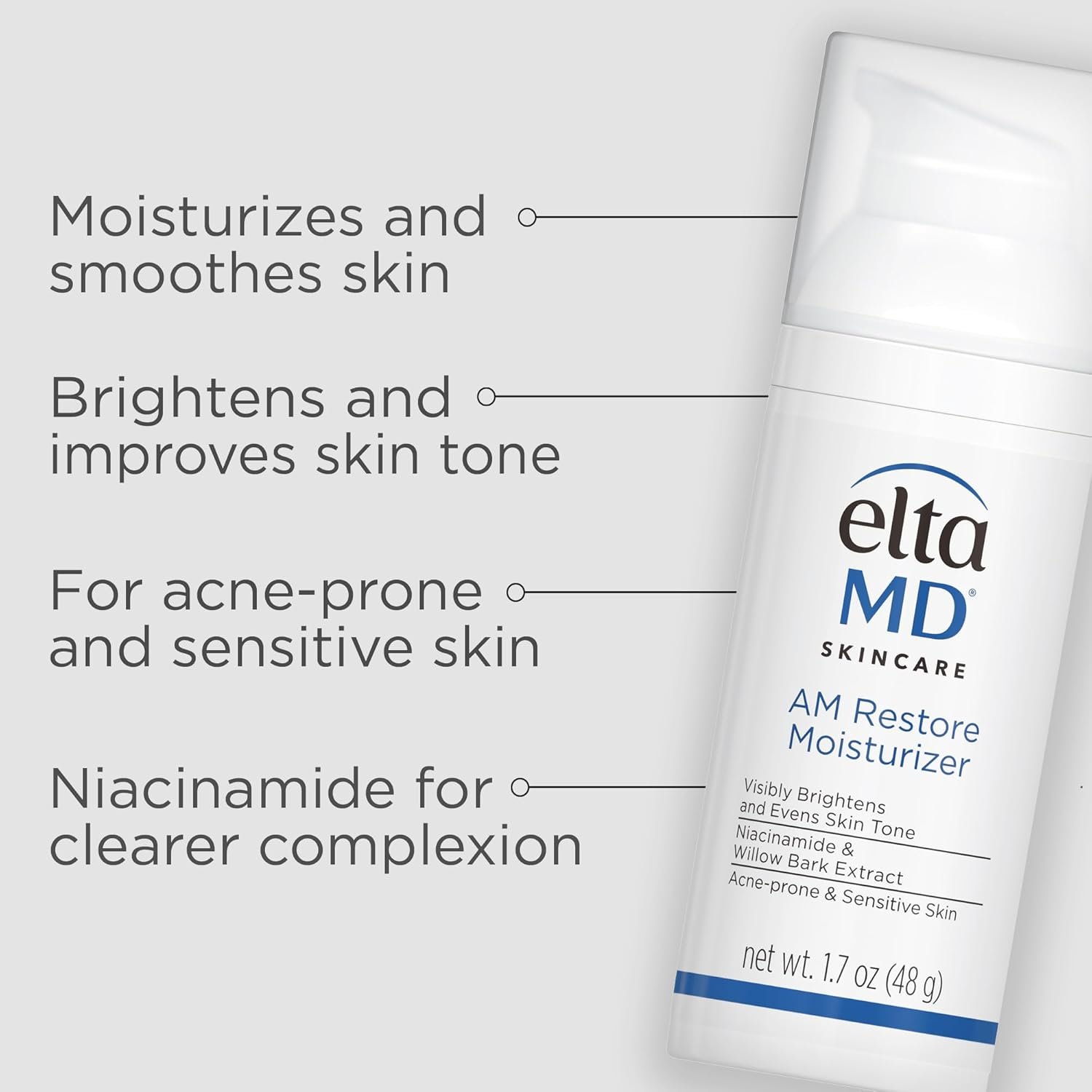 EltaMD AM Restore Face Moisturizer for Women and Men, Light Moisturizer Face Cream, Made with Niacinamide and Hyaluronic Acid - Image 2