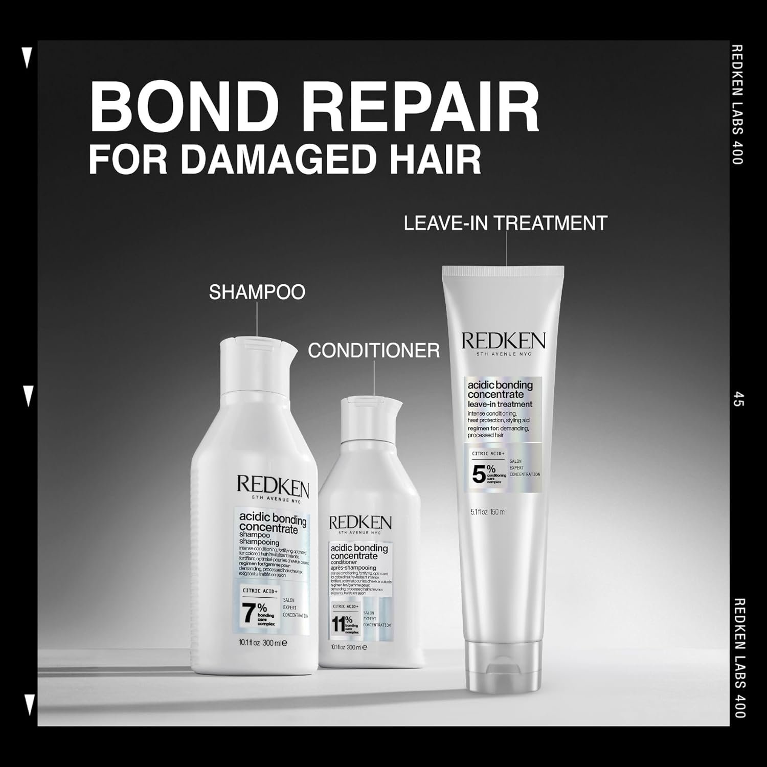 Redken Acidic Bonding Concentrate Leave In Conditioner - For Weak & Damaged Hair, Bond Building & Strengthening Hair Repair Treatment, Smooths & Provides Heat Protection - Image 9