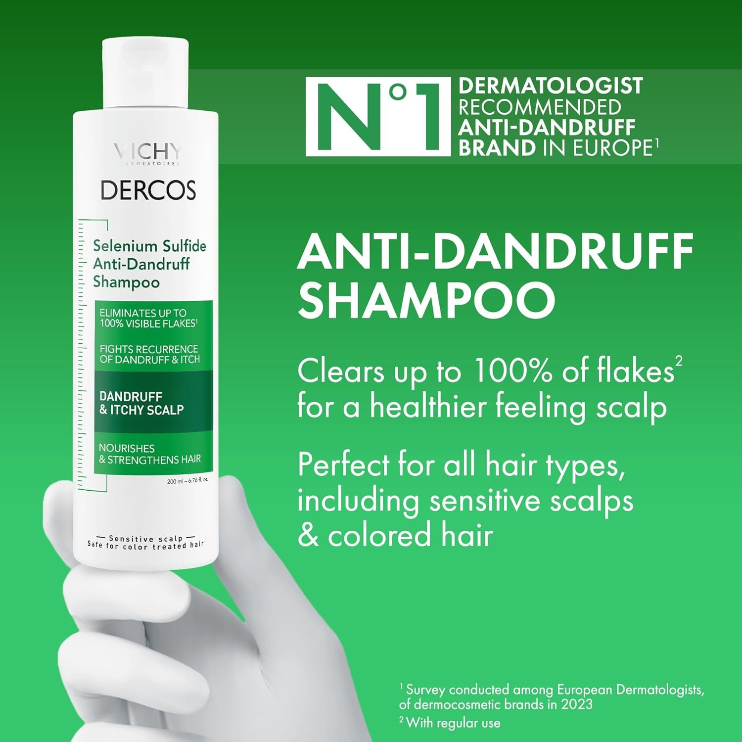 Vichy Dercos Dandruff Shampoo, Antifungal Itchy Scalp Treatment for Men & Women, Clinical Strength Selenium Sulfide, Formulated with Niacinamide & Salicylic Acid, Color Safe, Dermatologist Recommended - Image 4