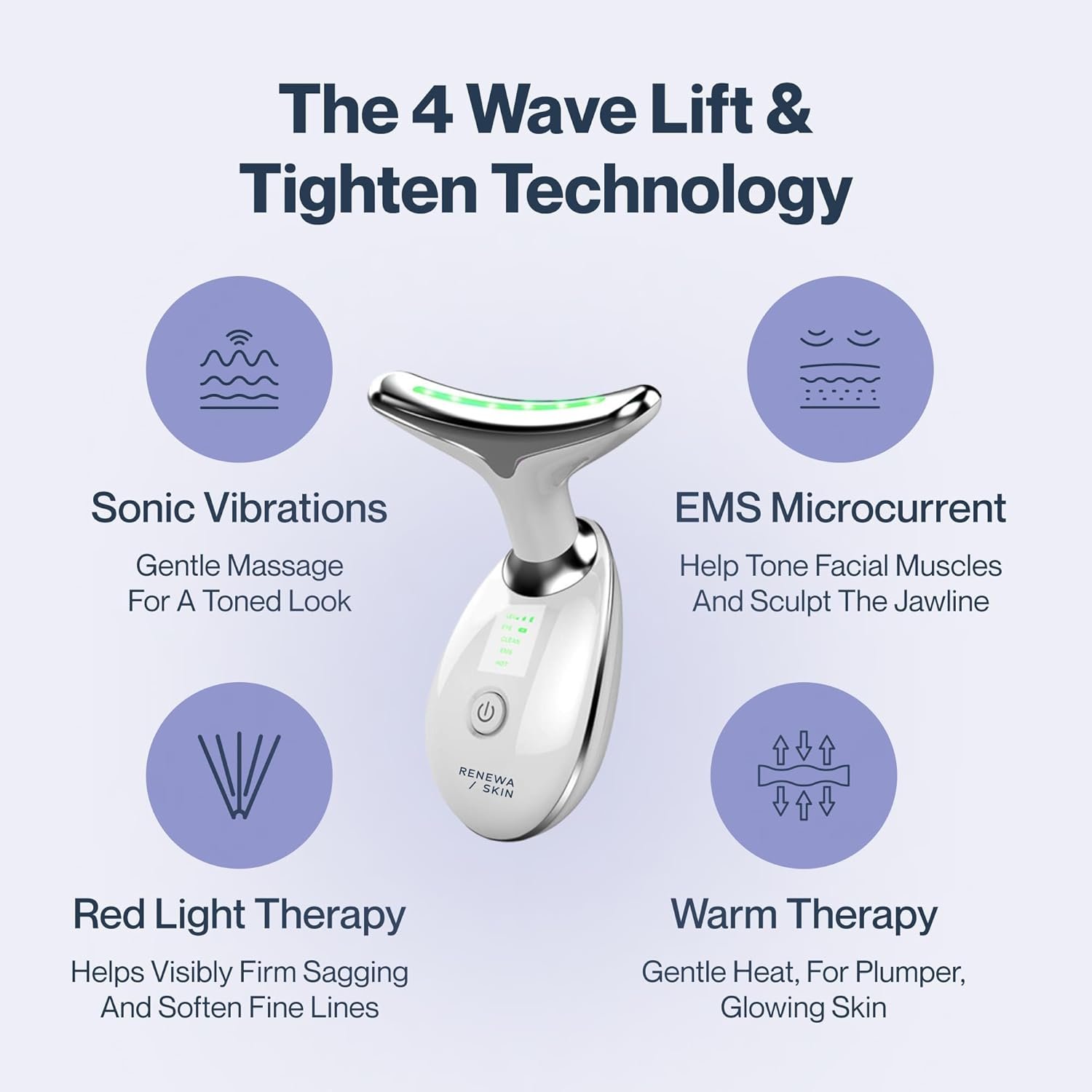 RenewaSkin Face & Neck Sculpting Tool Handheld Beauty Device with Gentle Light & Soothing Vibration At-Home Skincare Tool for a Smoother, Refreshed, and Radiant-Looking Complexion - Image 3