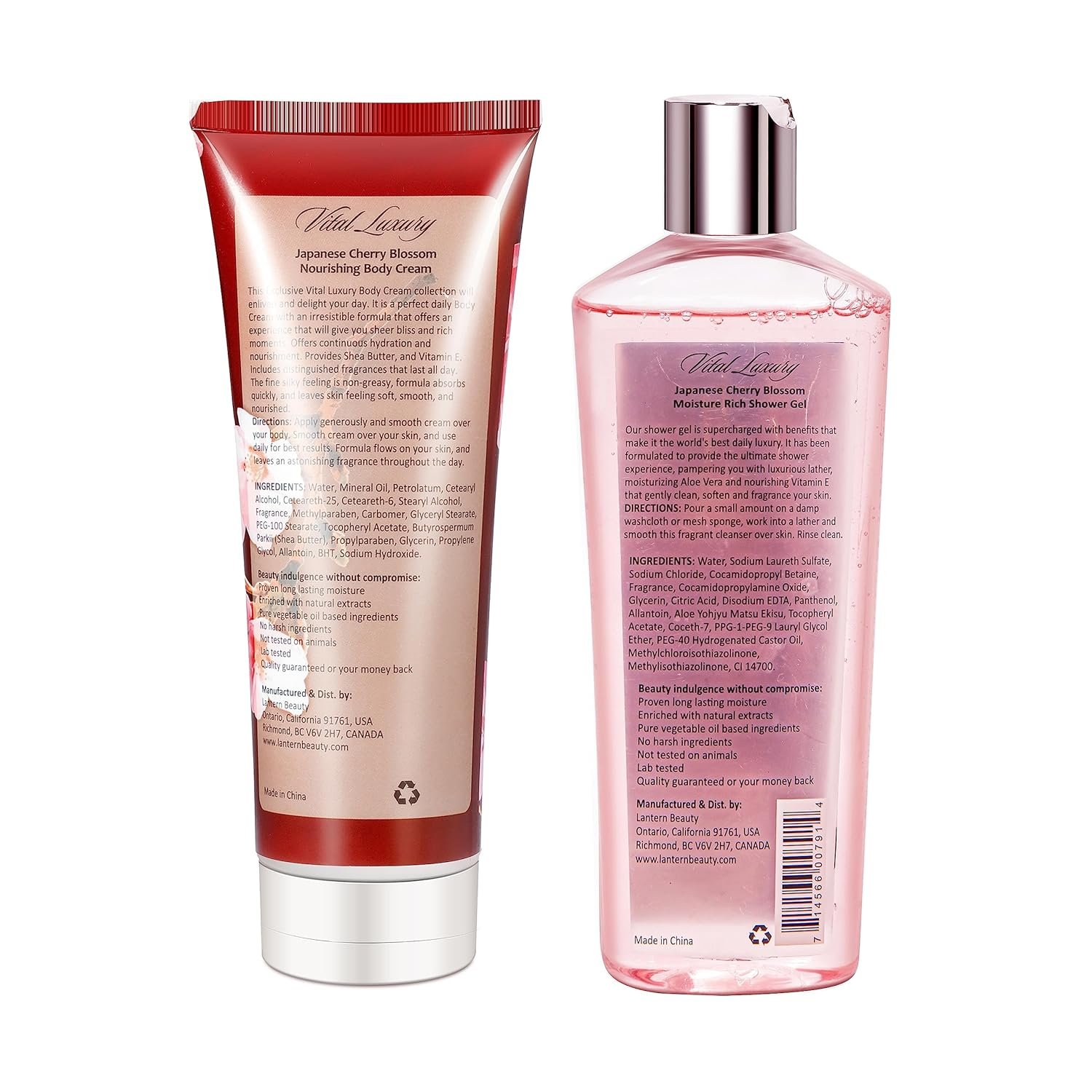 Japanese Cherry Blossom Bath and Body Set Shower Gel and Body Cream - Nourishing and Moisturizing Daily Skincare - 8 fl.oz / 236mL Each, Birthday Anniversary Wedding Gifts for Her and Him - Image 3