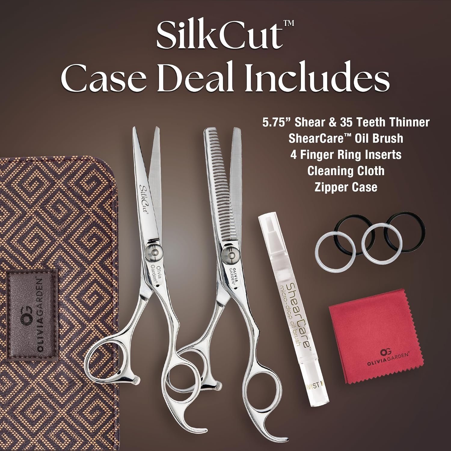 Olivia Garden SilkCut Professional Shear & Thinner Case - Razor Sharp Blade, Ergonomic Handle - Image 2