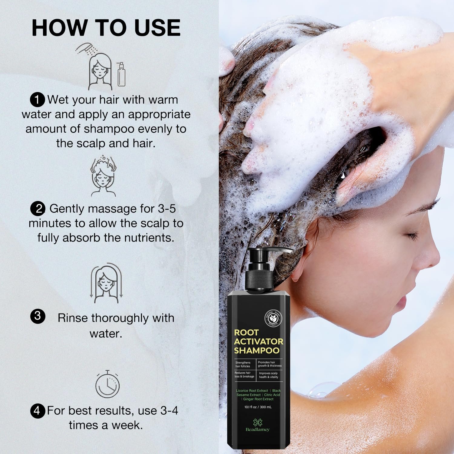 Root Activator Shampoo for Men: Hair Growth Shampoo for Hair Loss and Thinning Hair - 10.1 fl oz / 300 mL - Image 6