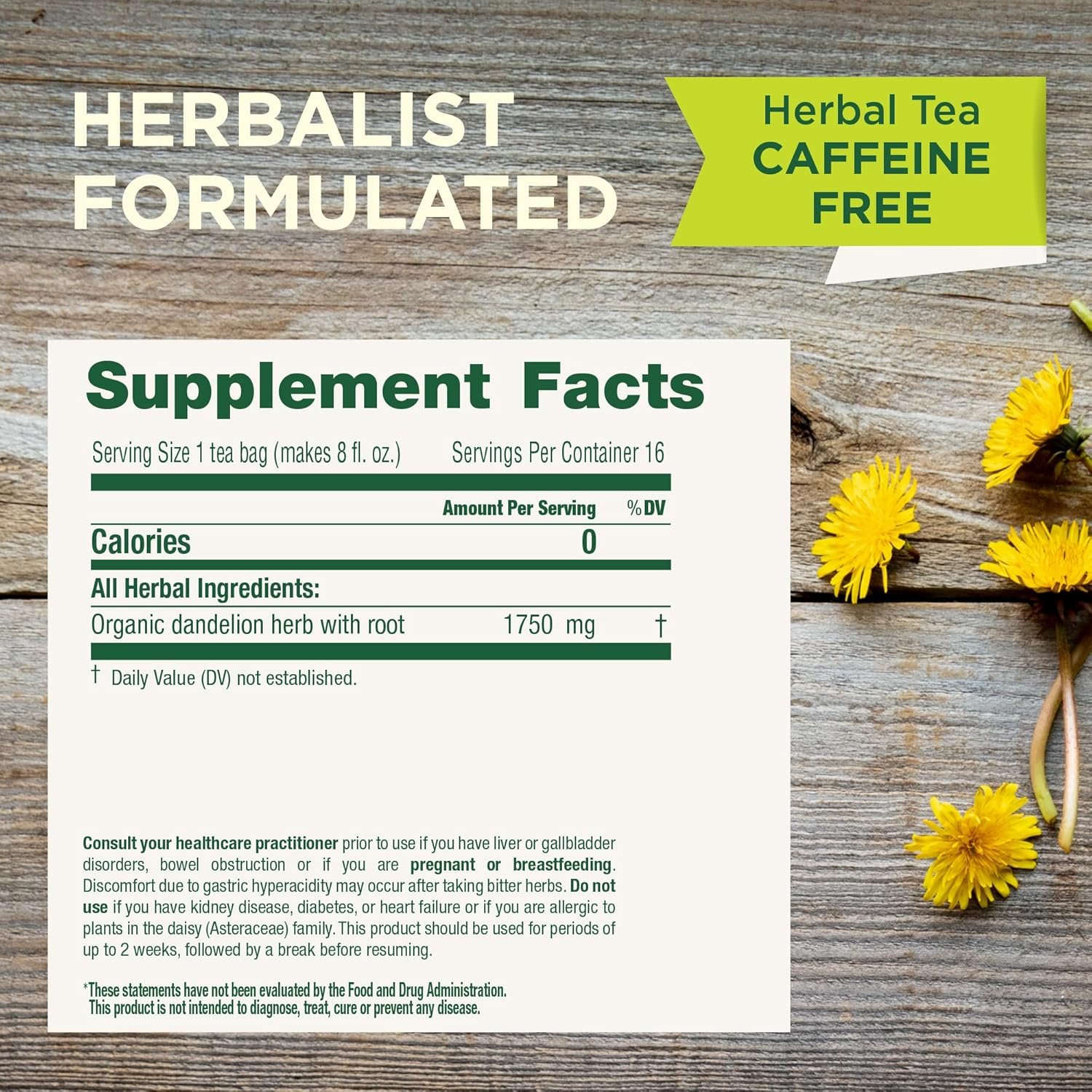 Traditional Medicinals Organic, Dandelion Leaf & Root - Dandelion Root Tea, Supports Normal Detox + Digestion - Kosher, Non-GMO, Caffeine-Free, Compostable - 16 Tea Bags - Image 2
