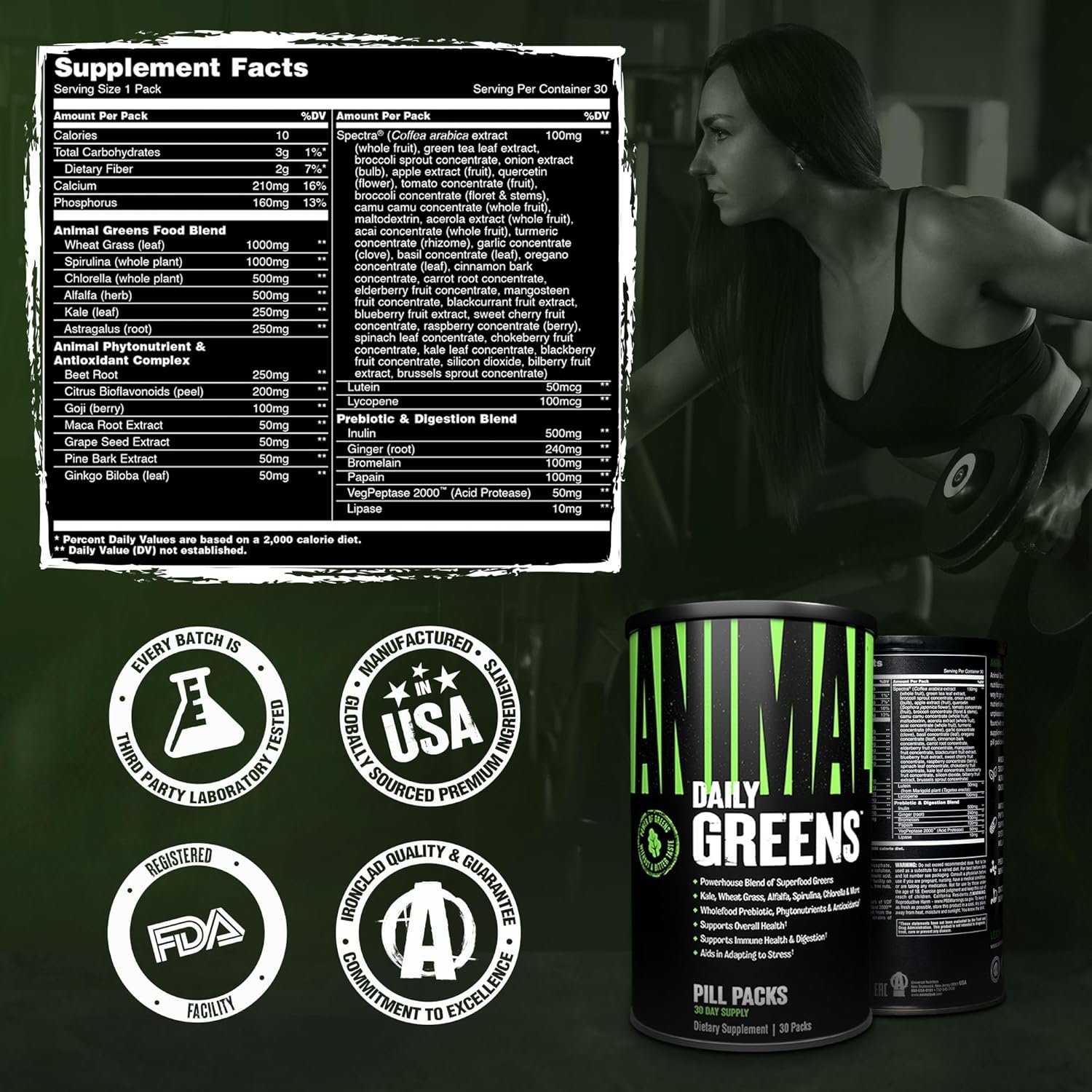 Animal Daily Greens Pill Packs - Kale, Wheat Grass, Alfalfa & More - Convenient Prebiotic and Probiotic Superfood Blend for Superior Digestion, Gut Health, and Immunity For Men & Women - 30 Day Supply - Image 7