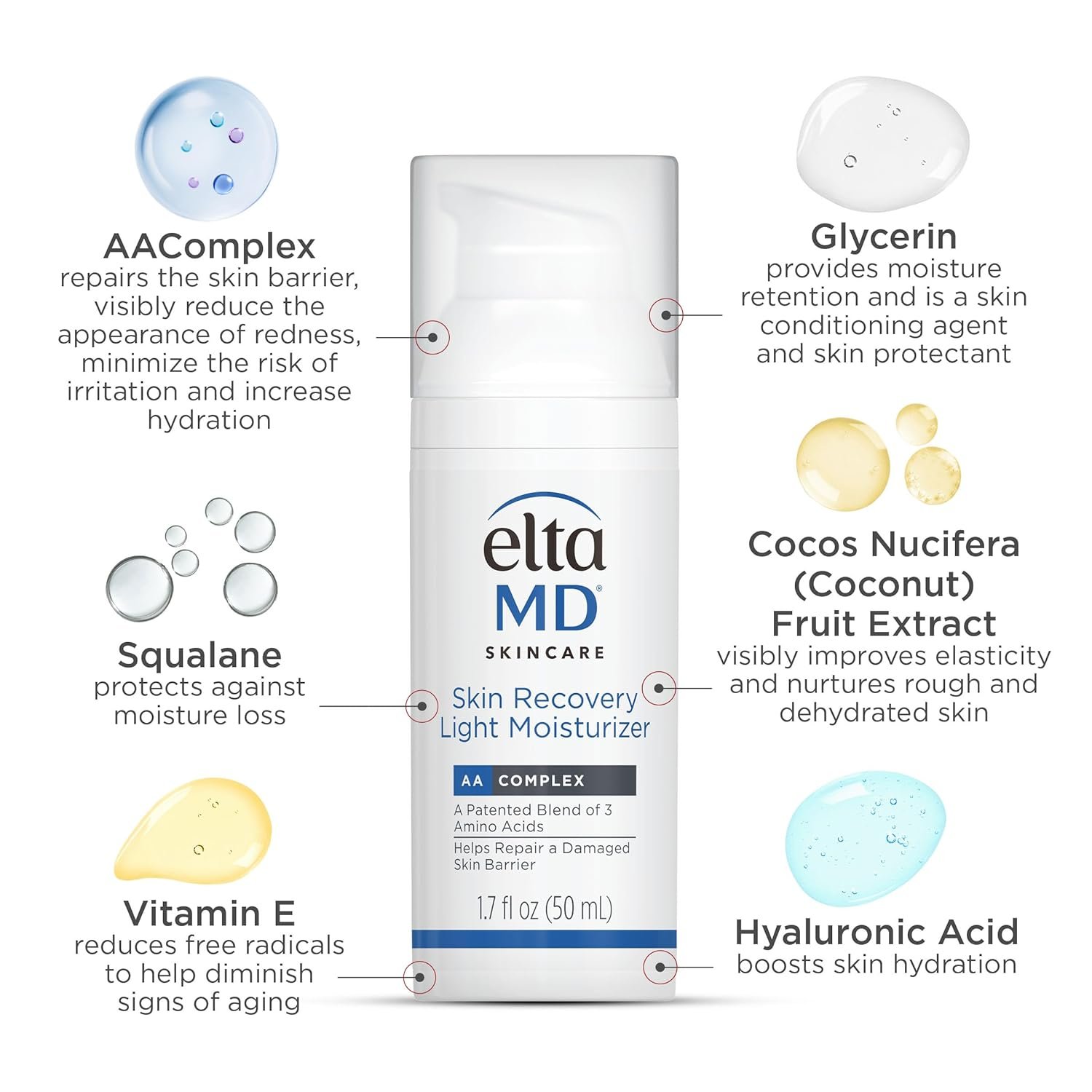 EltaMD Skin Recovery Light Face Moisturizer for Dry Skin, Oil Free Moisturizer for Face and Acne Prone Skin Care, 1.7 oz Pump - Image 7