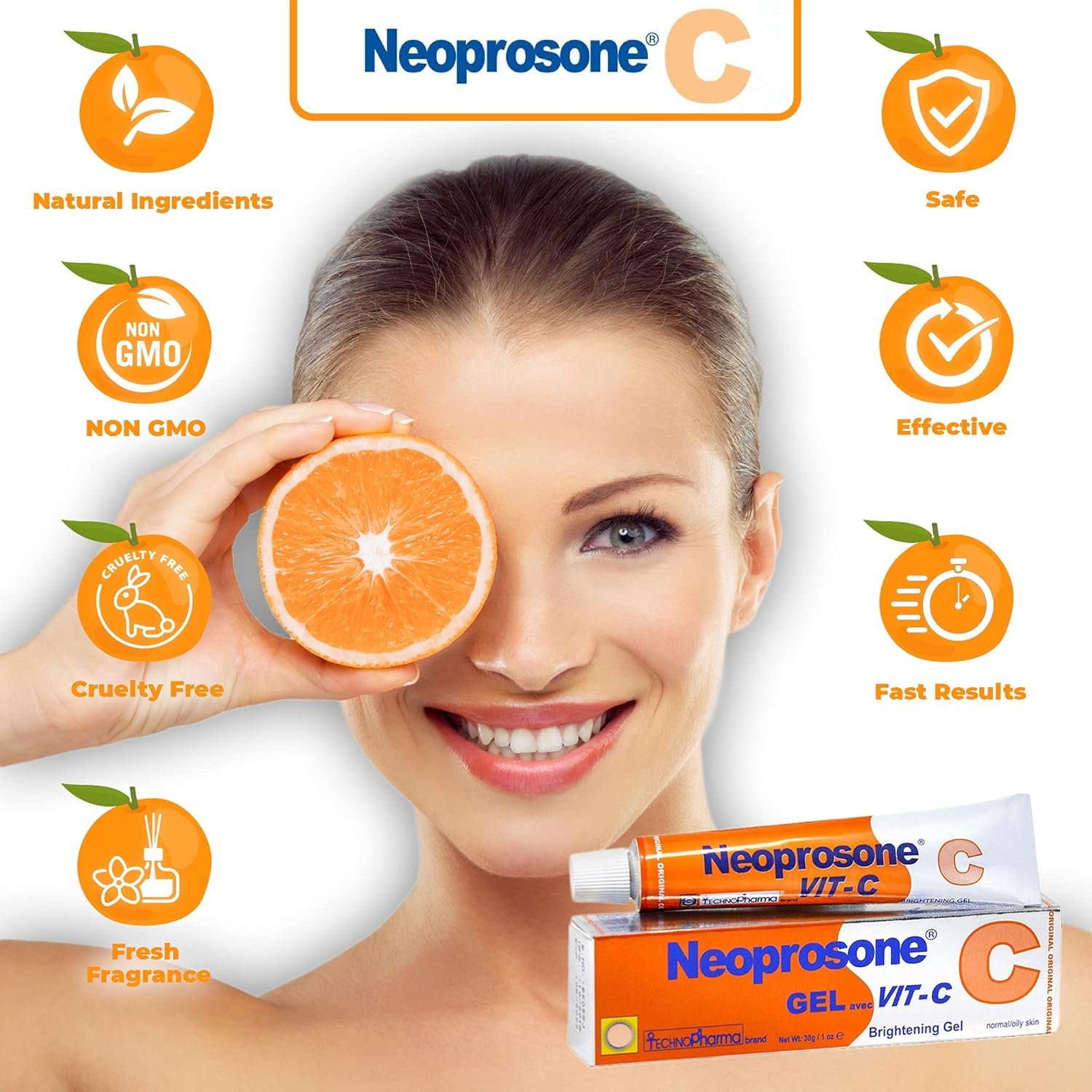 Neoprosone, Vitamin C Gel - 1 Fl oz / 30 ml - Brightening Gel Cream for Neck, Face, Body, Armpit, Hands - For Women and Men, with Alpha Arbutin - Image 4