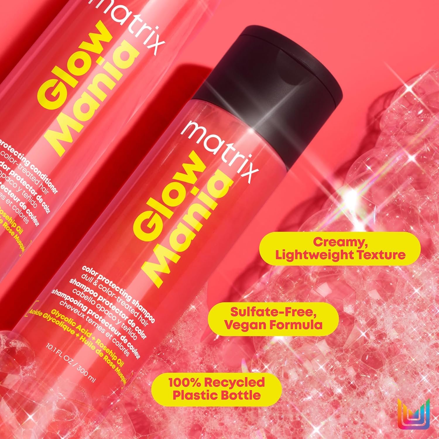Matrix Glow Mania Color Protecting Shampoo and Conditioner Set - Hydrates & Enhances Shine, Preserves & Protects Moisture & Vibrancy, For Dull & Color-Treated Hair, With Glycolic Acid & Rosehip Oil - Image 5