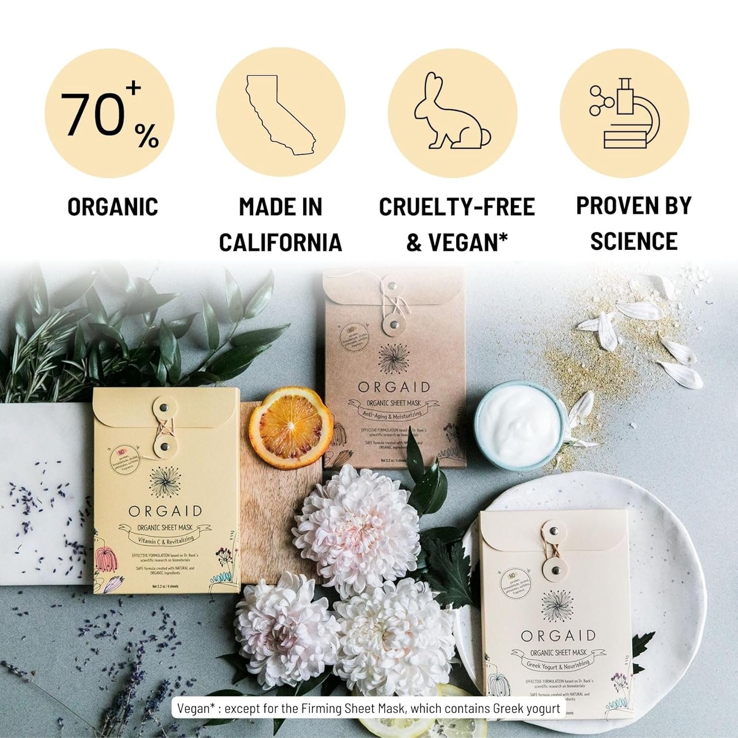 ORGAID Organic Sheet Mask | Made in USA (Anti-aging & Moisturizing, pack of 4) - Image 3